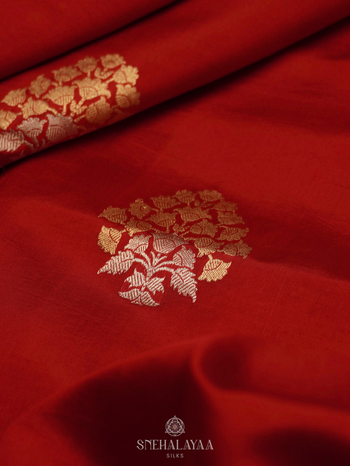 Maroon Chiniya Silk Saree