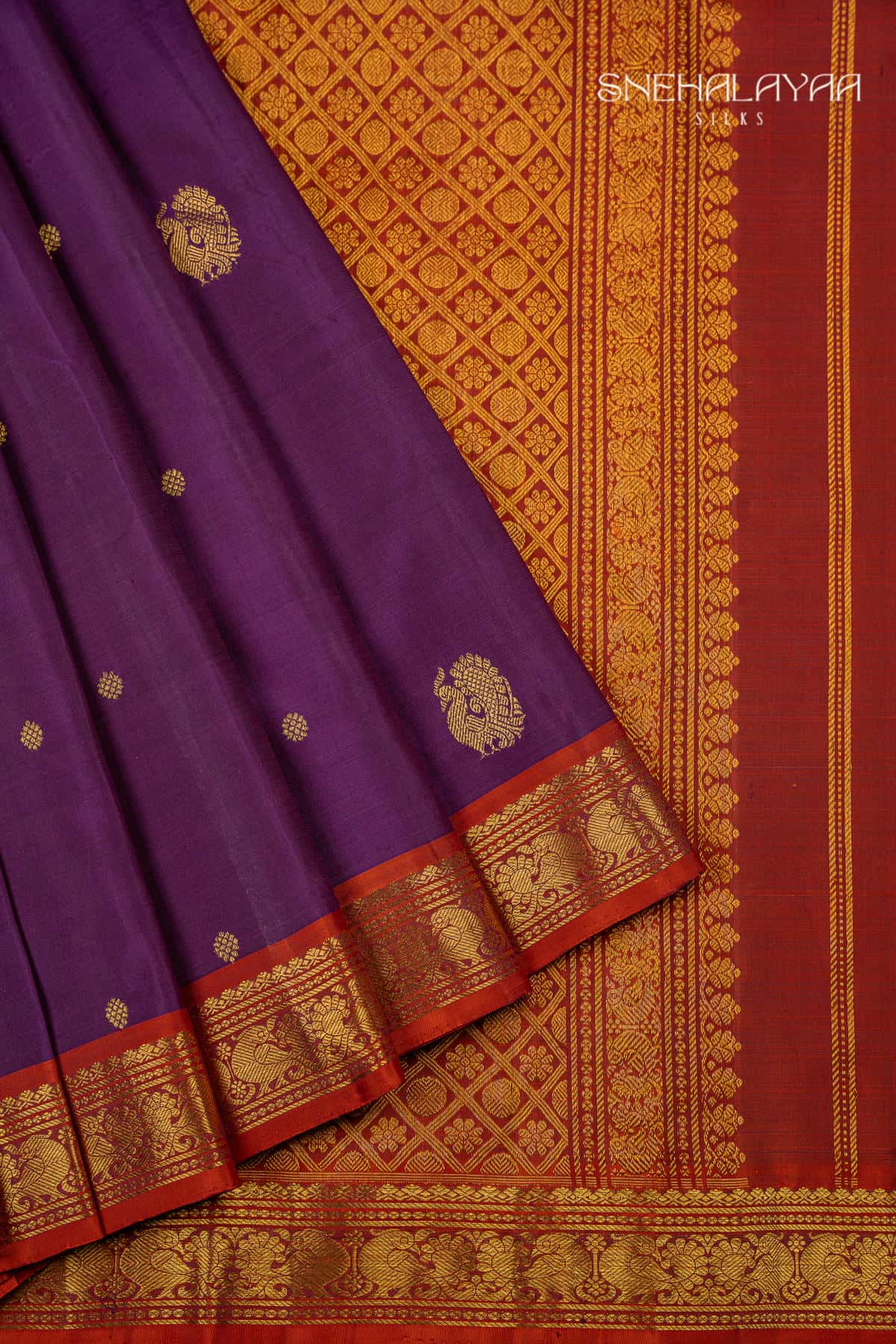 Purple Kancheevaram Korvai Silk Saree