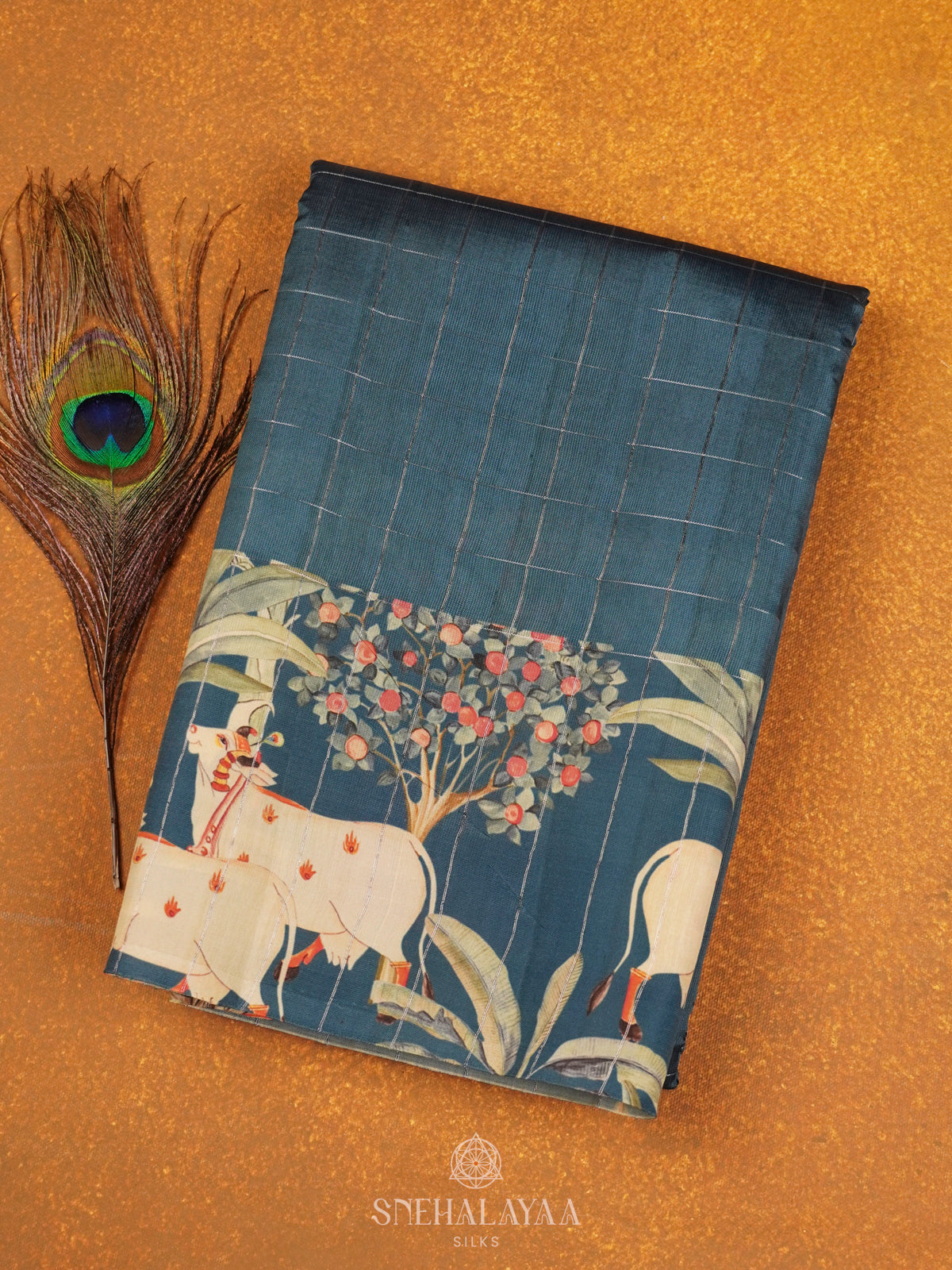 Blue Tussar Saree with Pichwa Border