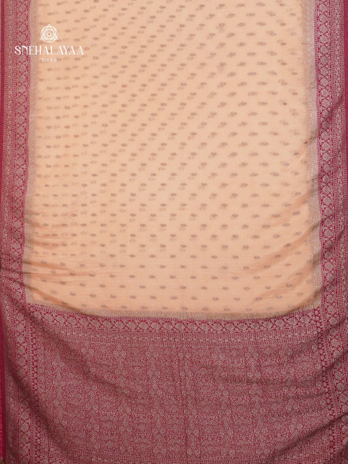 Cream Banaras Crepe Silk Saree