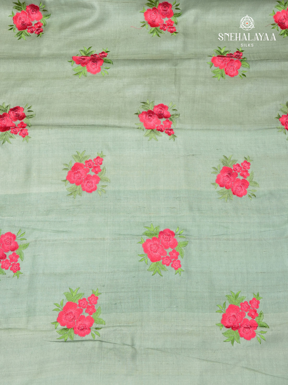 Teal Green Tussar Silk Saree