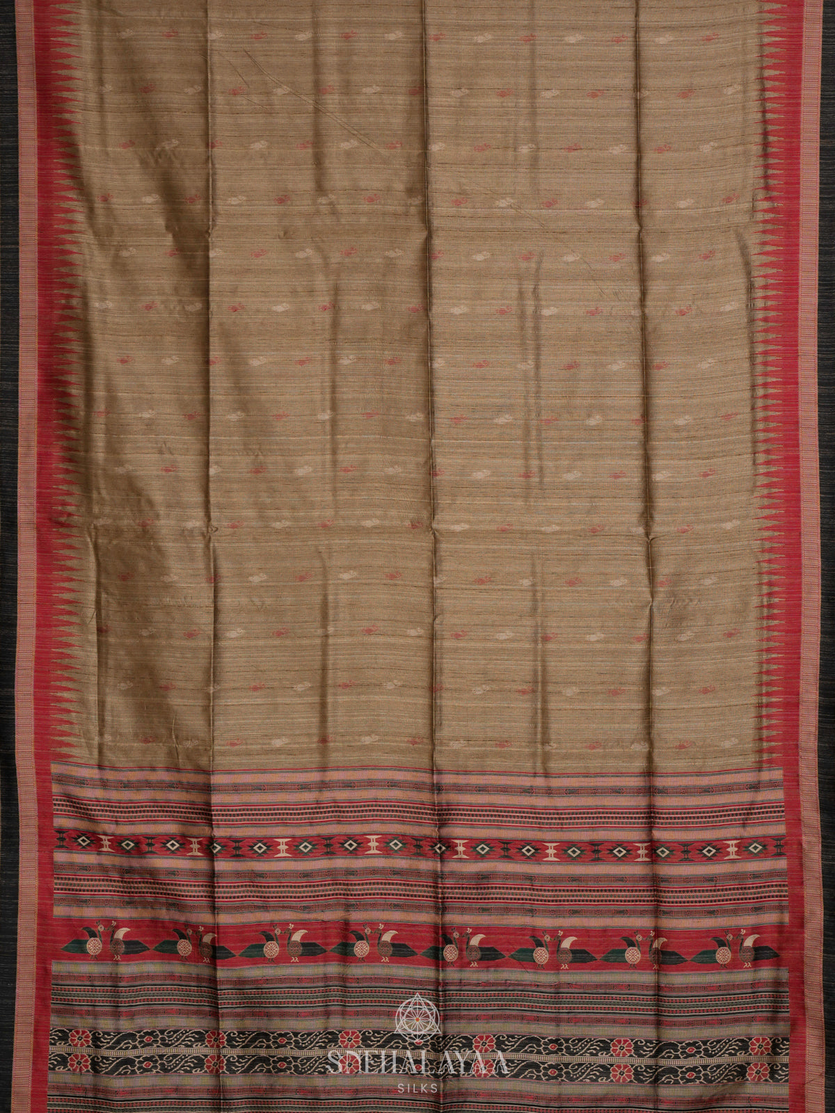 Brown Munga Tussar Saree