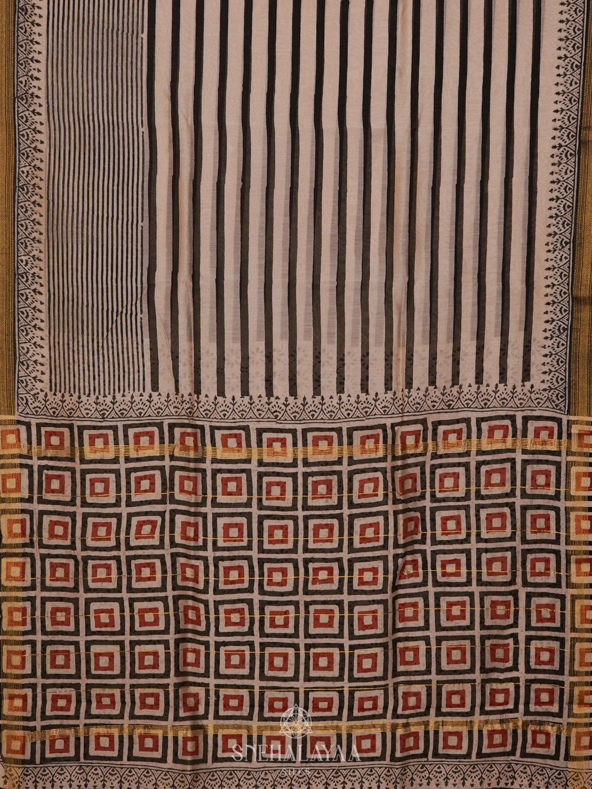 Cream Chanderi Saree