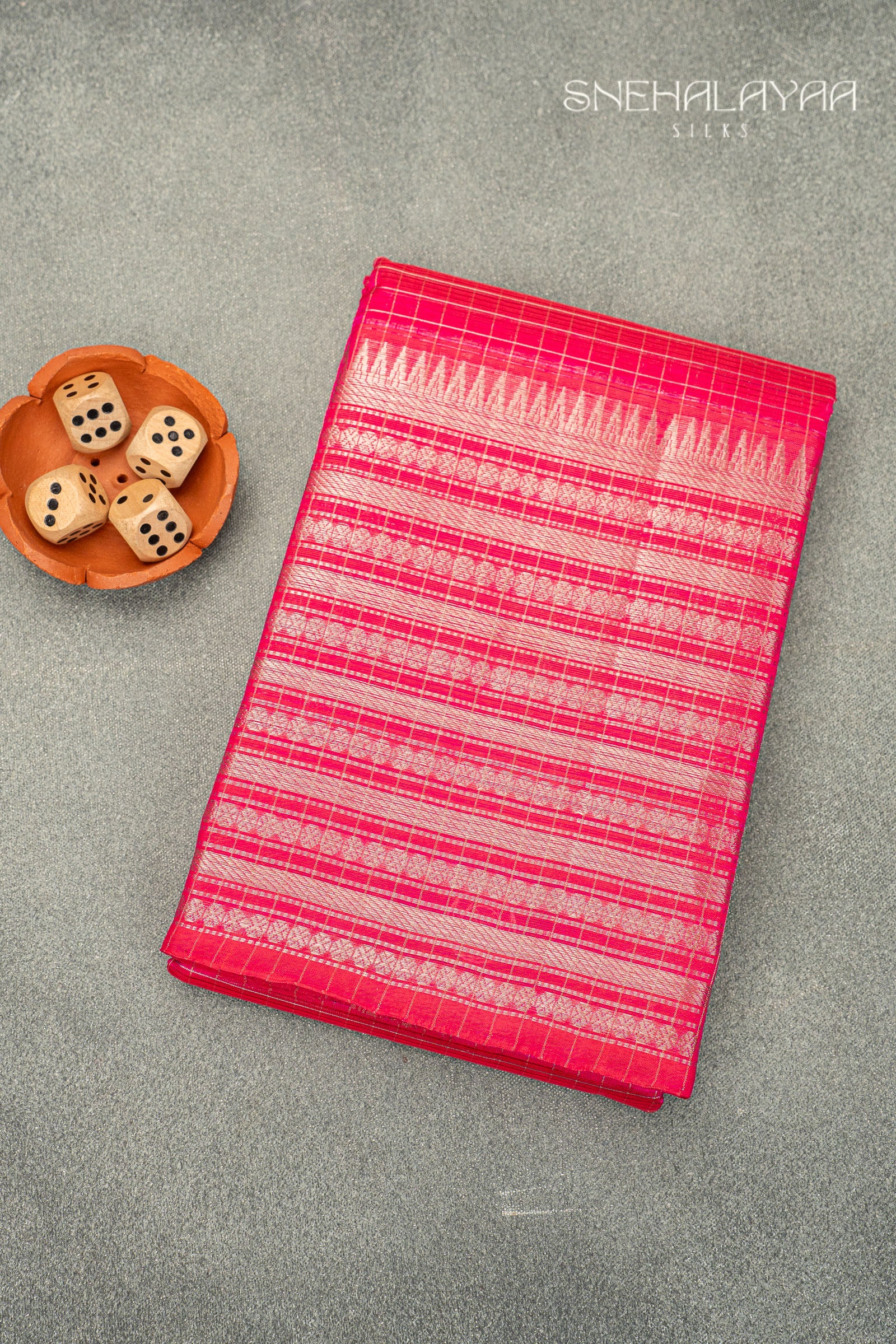 Rani Pink Mangalgiri Silk Saree