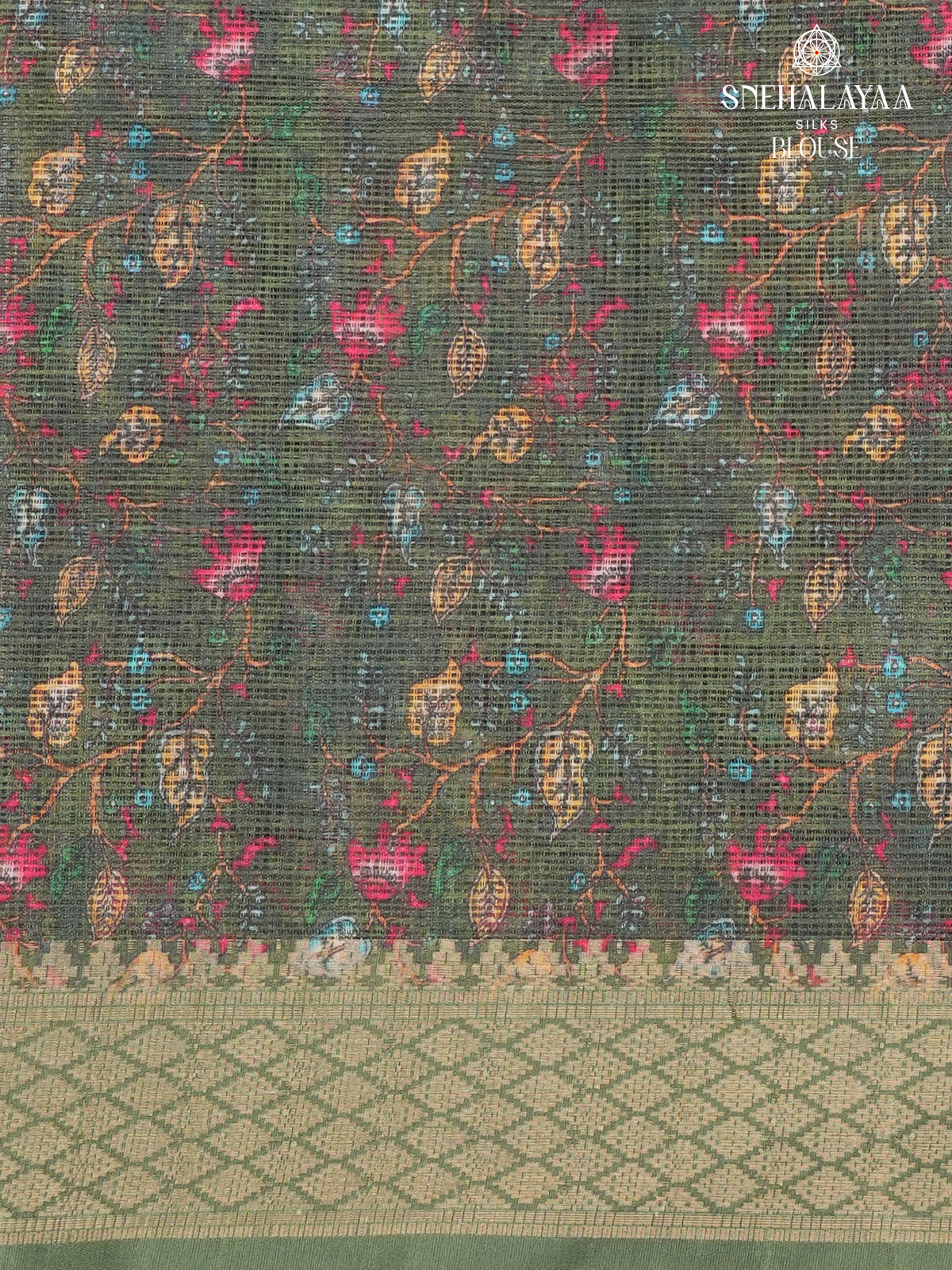 Beige Printed Kota Saree