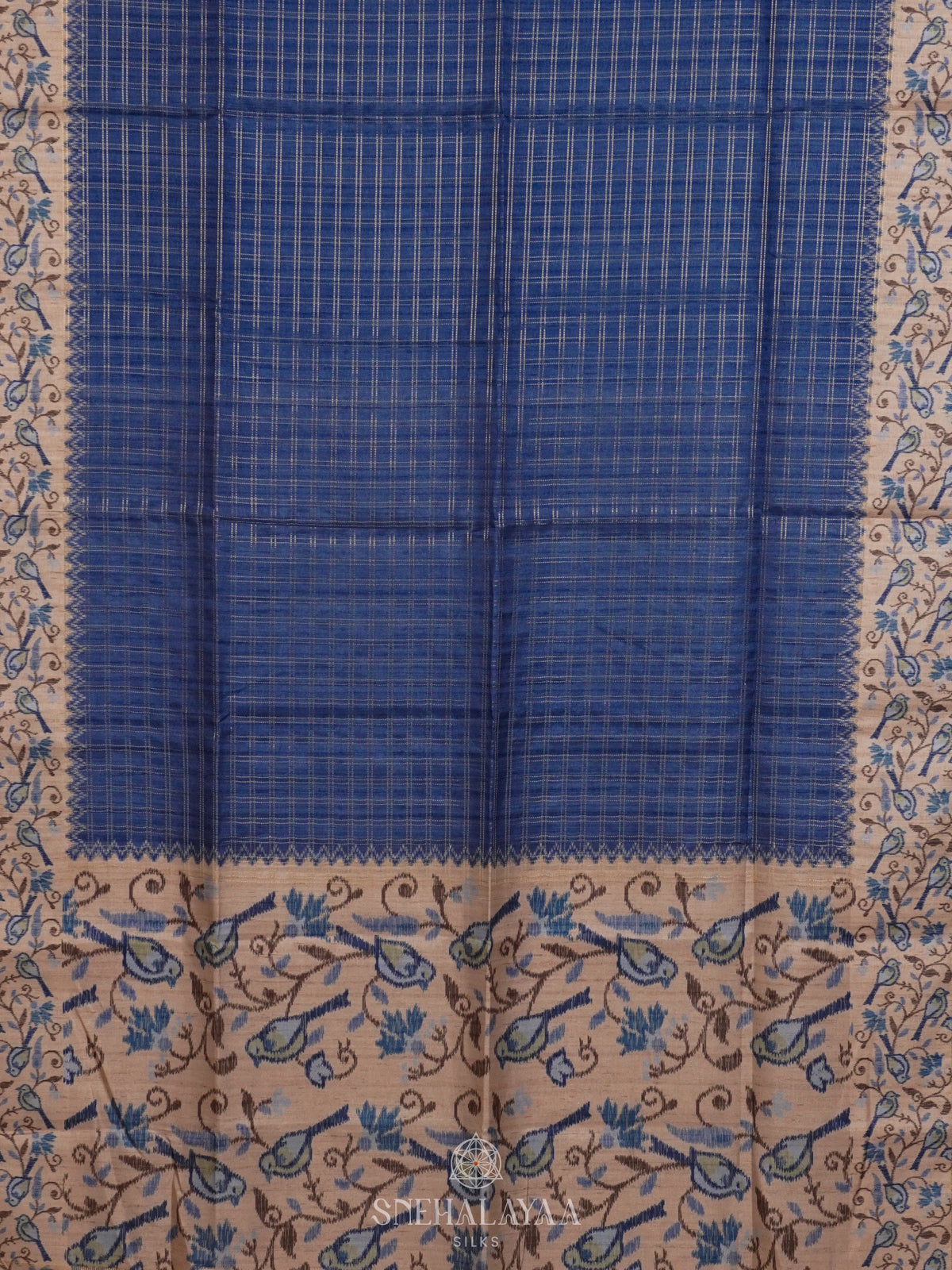 Blue Tussar Saree