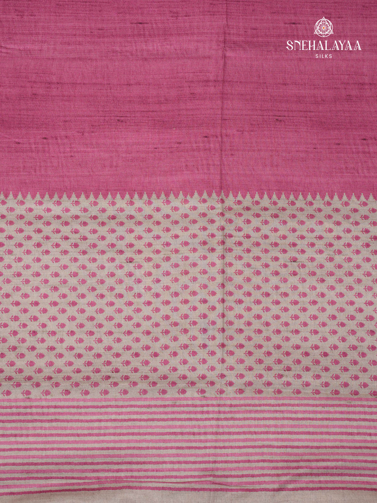 Magenta Printed Tussar Saree