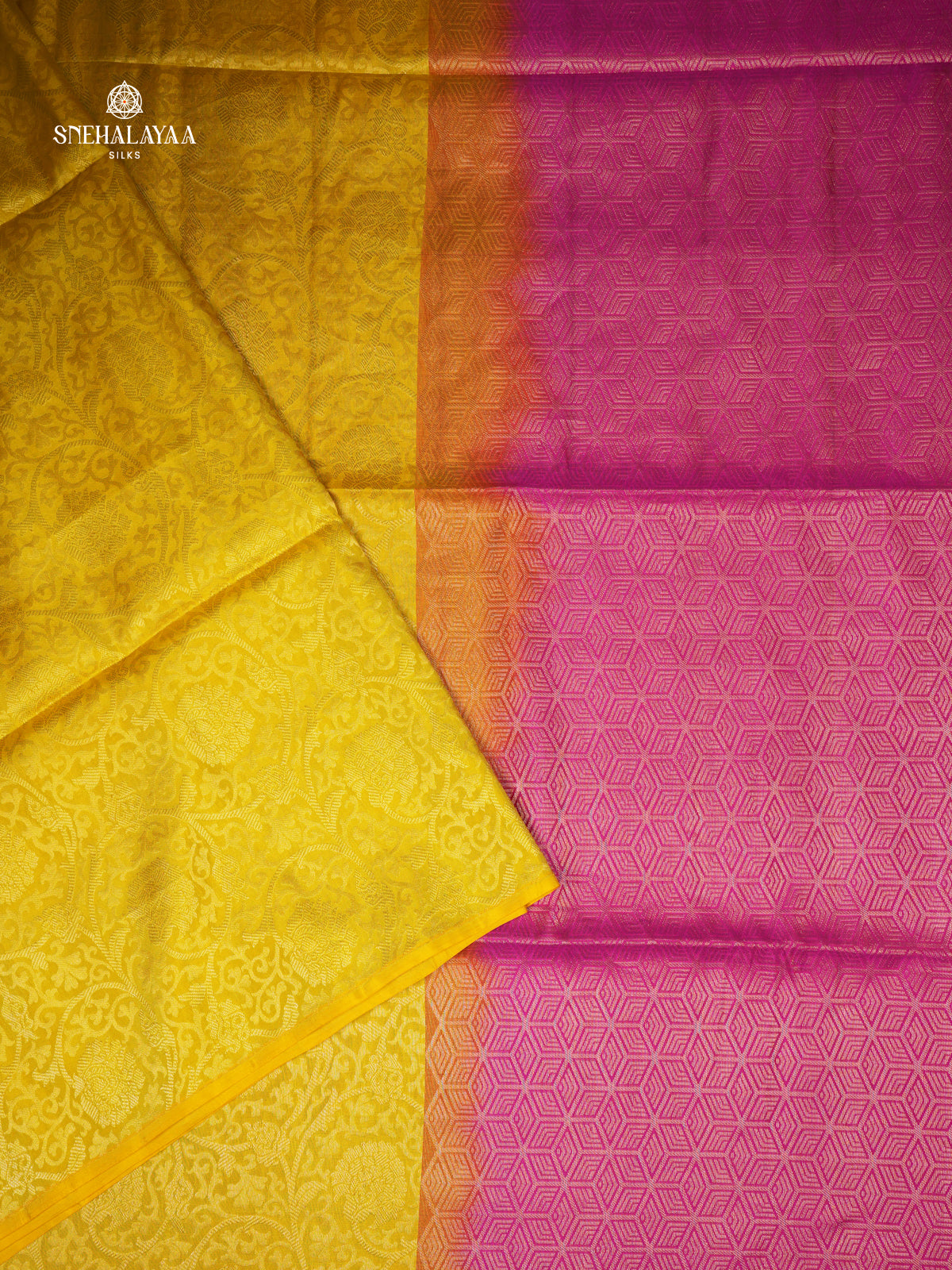 Yellow Borderless Kanjivaram Soft Silk Saree