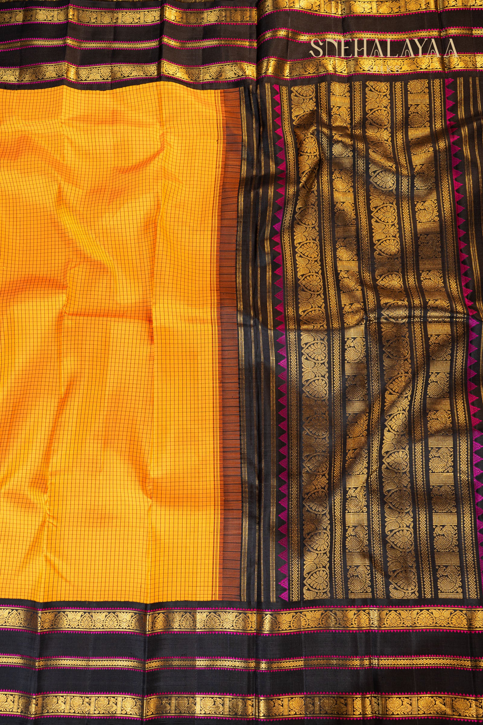 Mango Yellow Kancheevaram Silk Saree