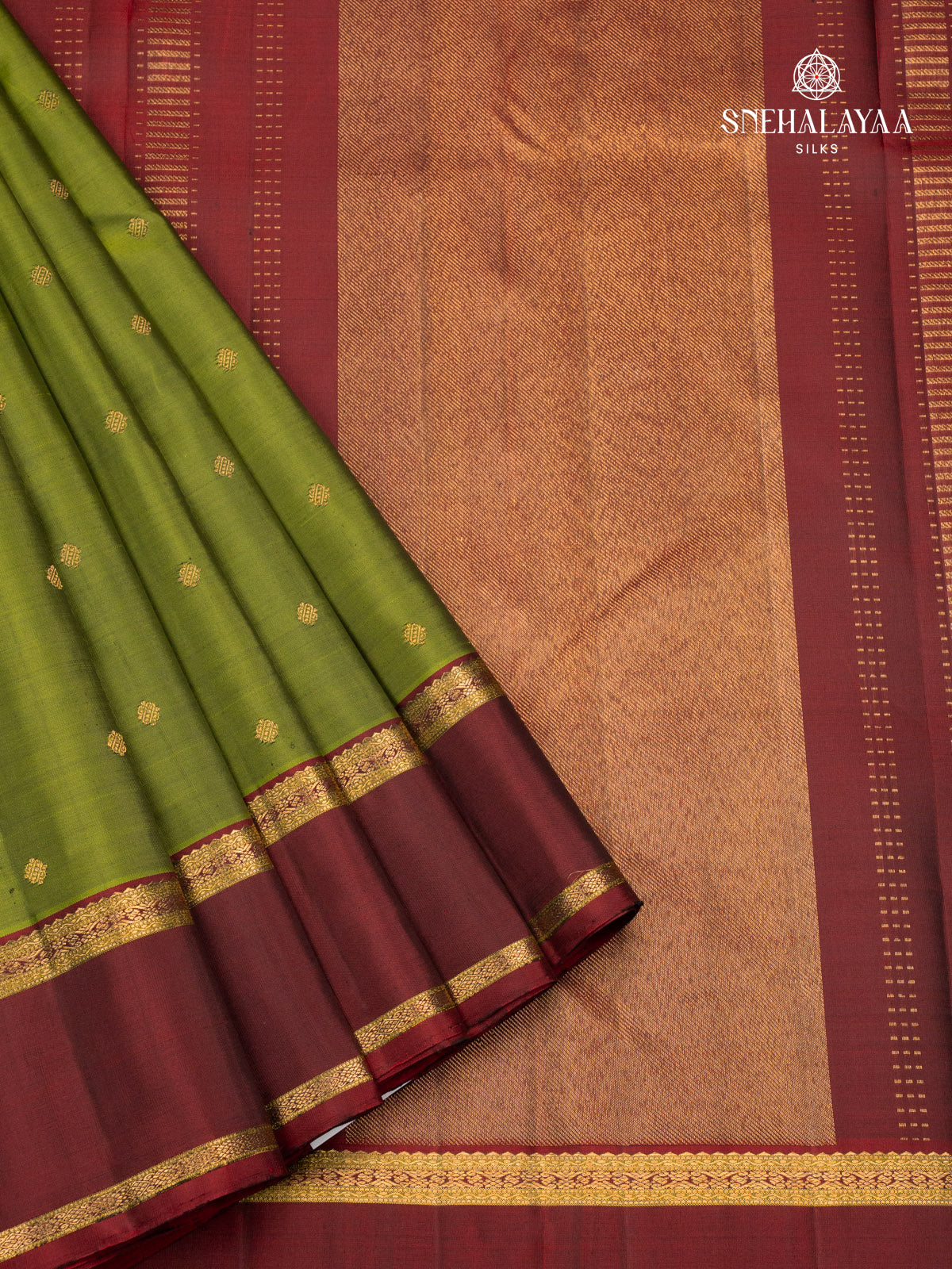 Olive Green Korvai Kanjivaram Silk Saree