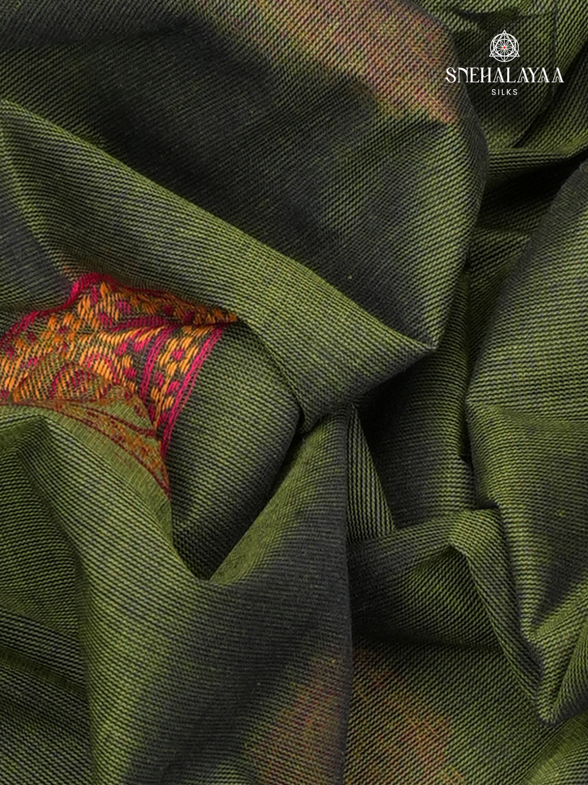 Olive Green Handloom Cotton Saree