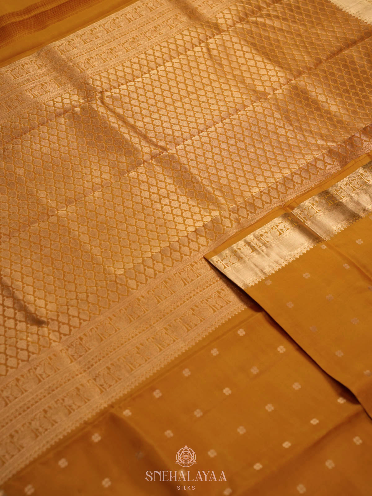 Golden Yellow Kanjivaram silk saree