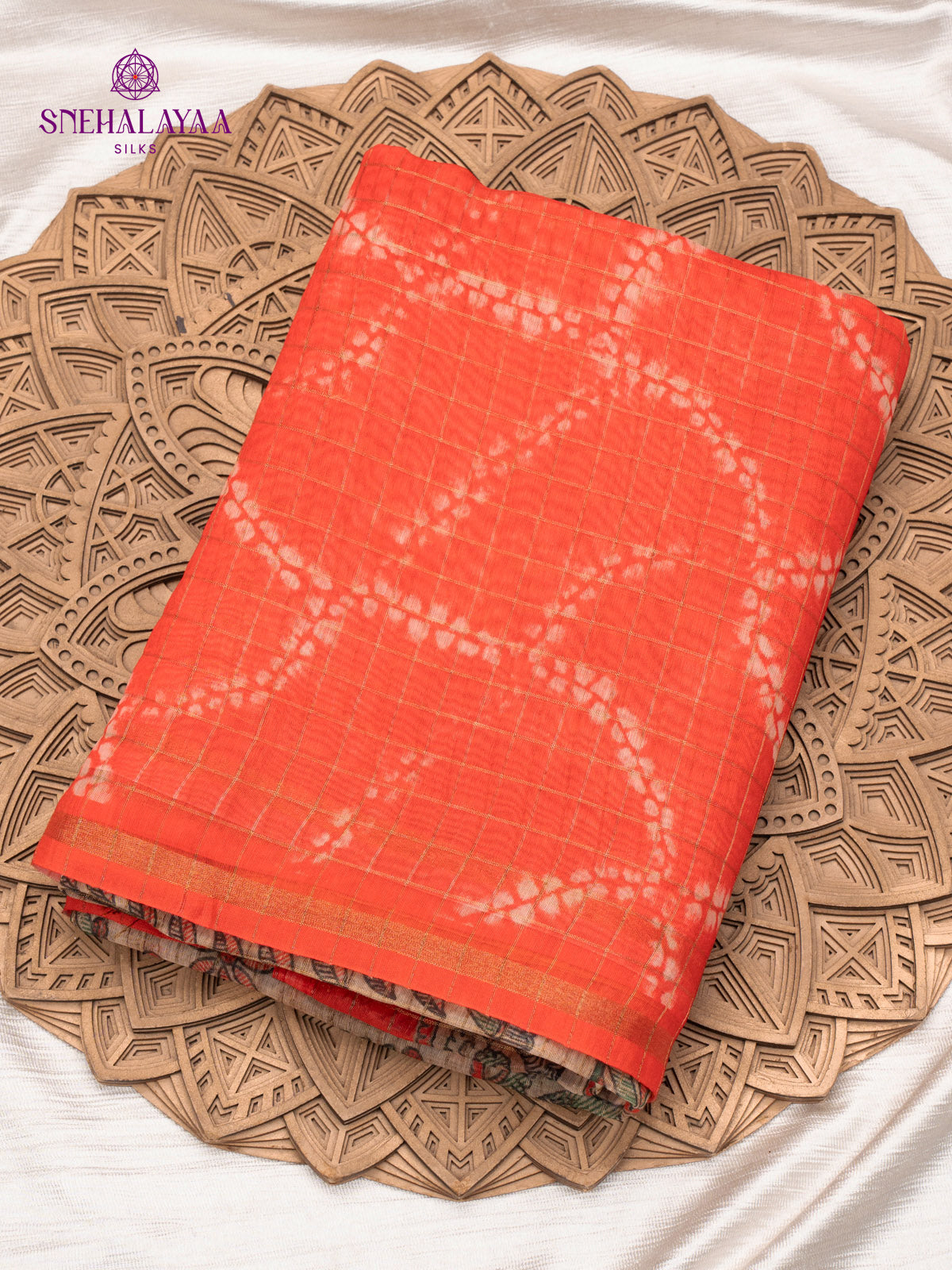 Orange Madhubani Saree