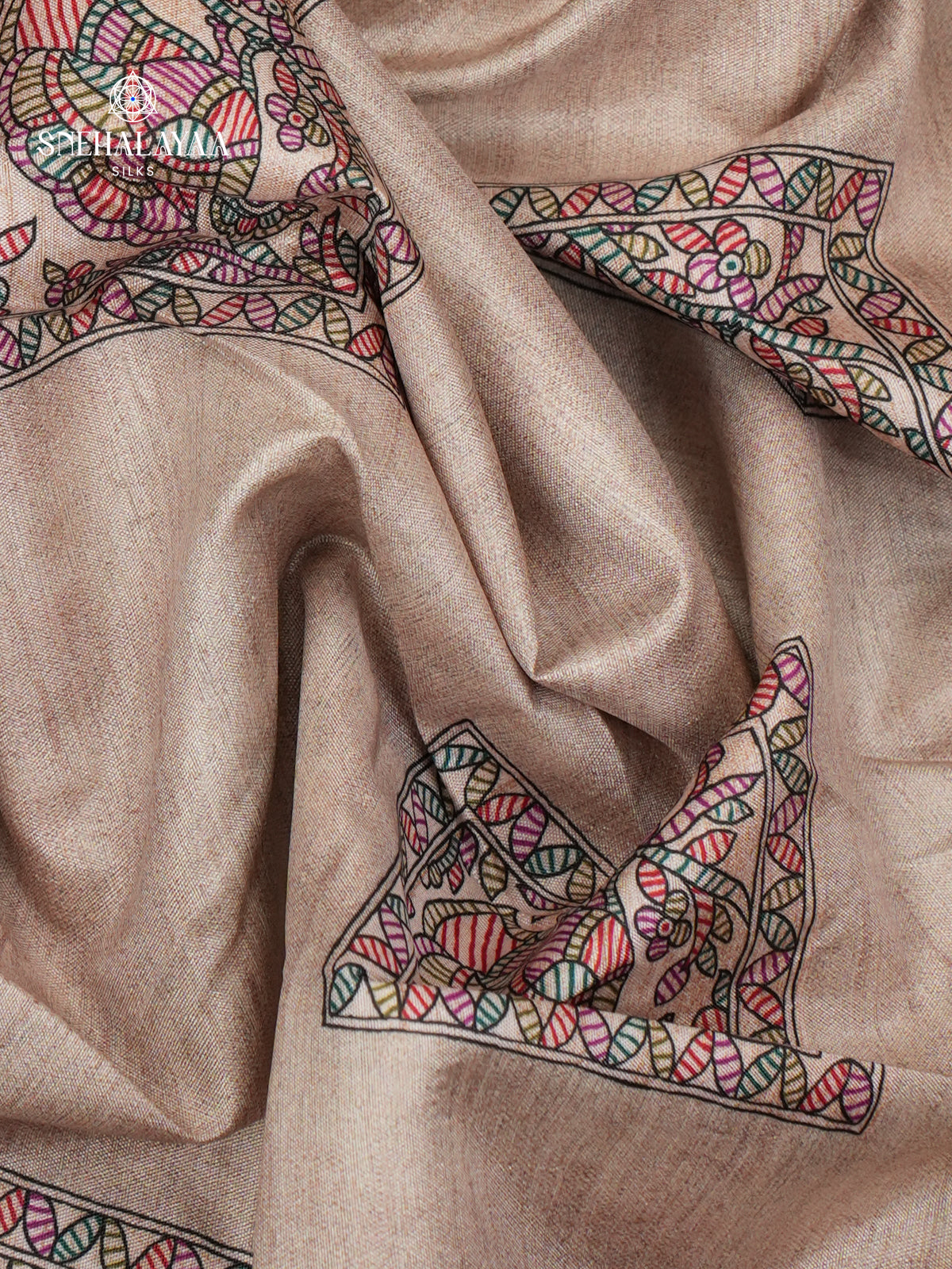 Cream Madhubani Printed Saree