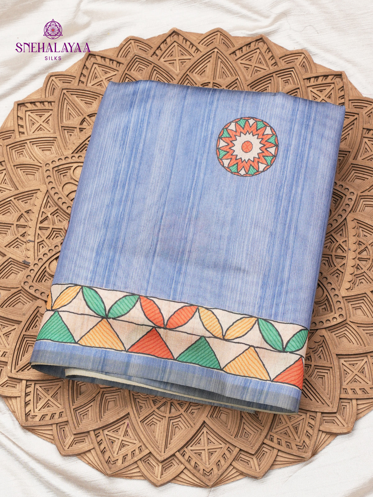 Blue Madhubani Printed Saree