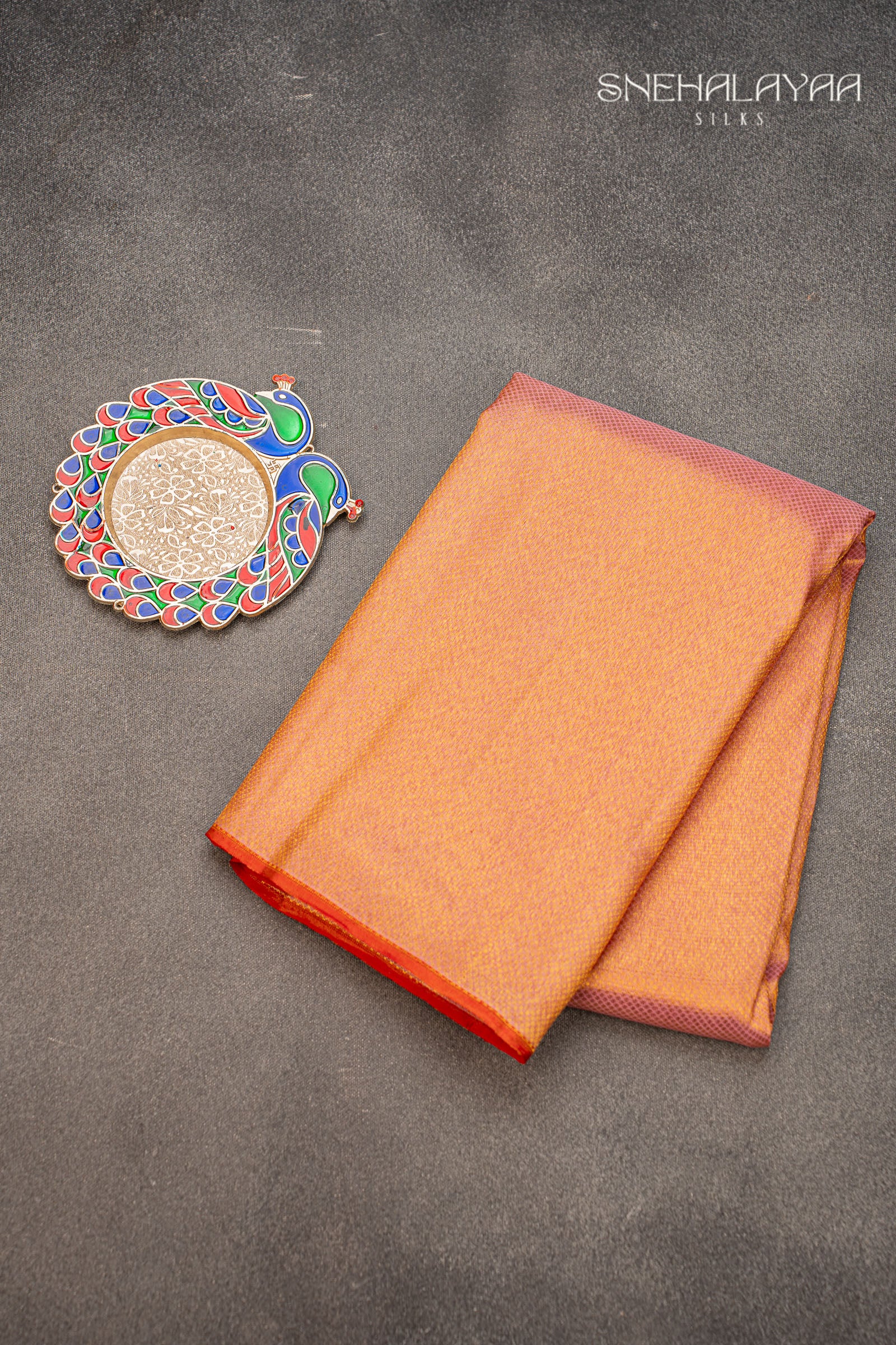 Golden Pink Kancheevaram Silk Saree