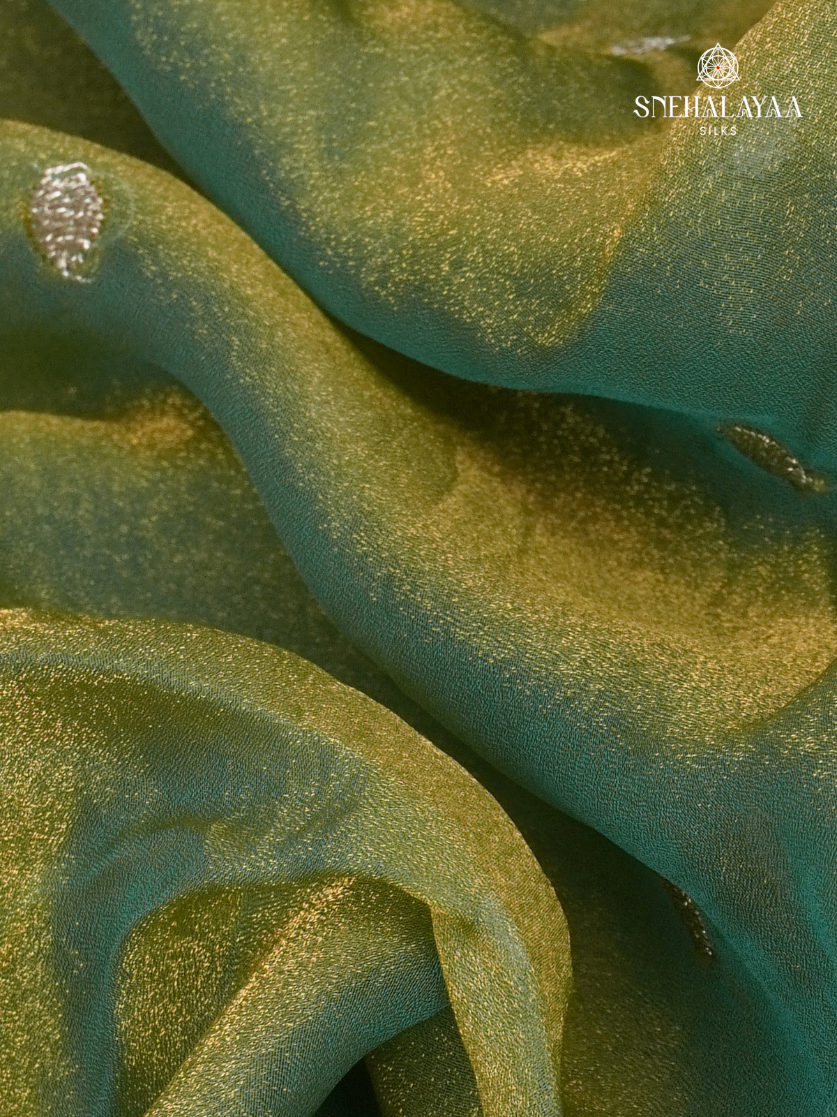 Olive Green Embroidery Designer Saree