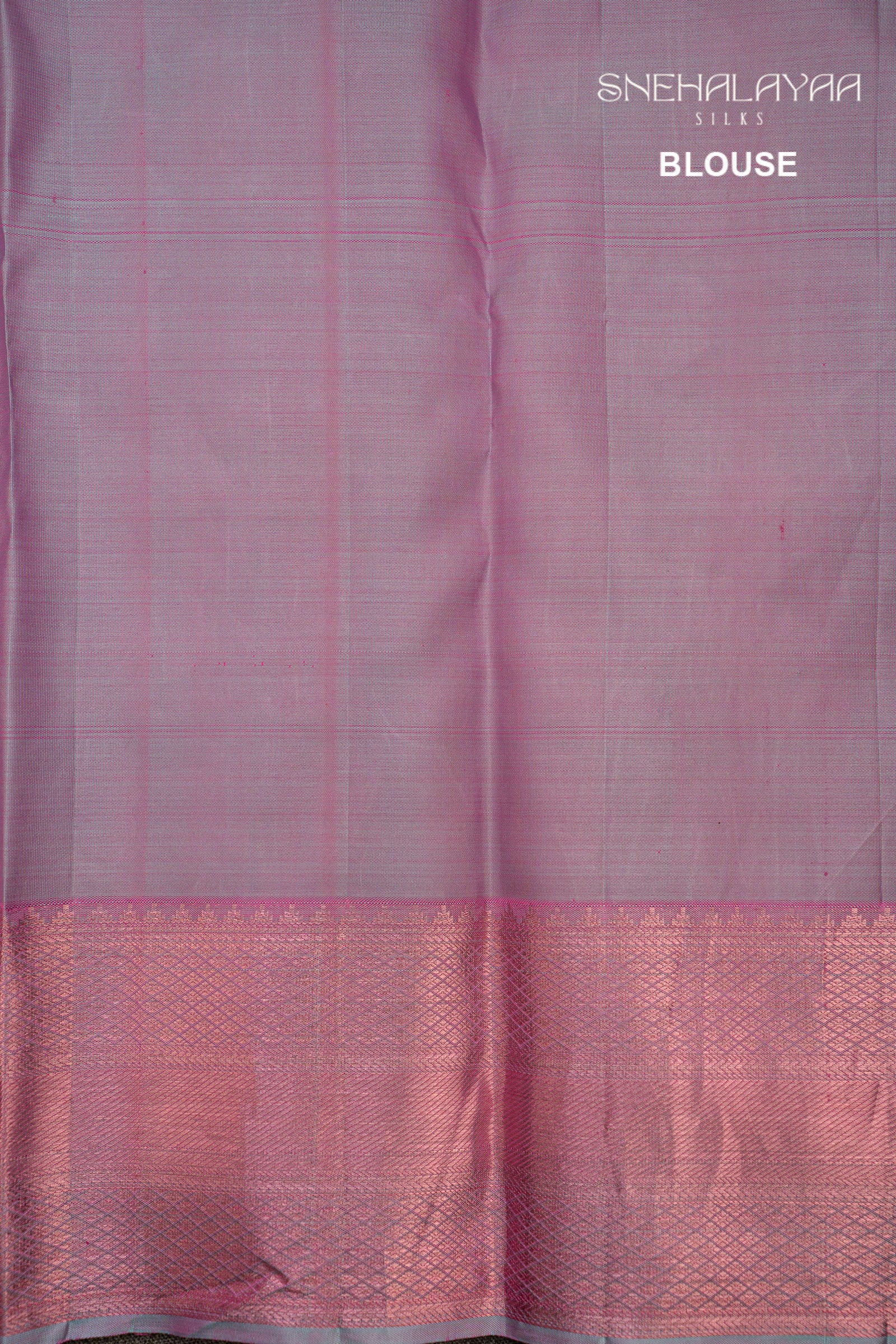 Peach Blue Kancheevaram Silk Saree