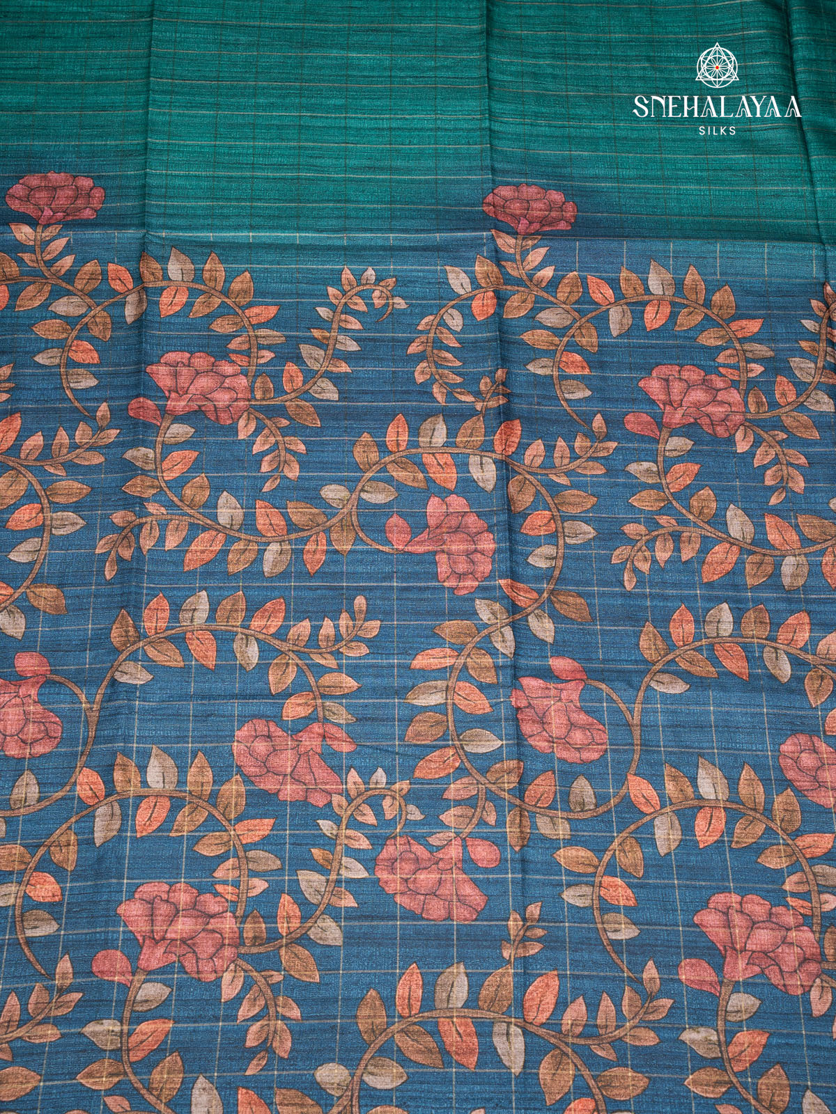 Teal Blue Jute Saree