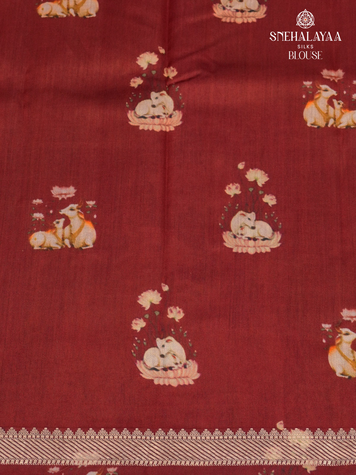 Maroon Chiniya Silk Saree