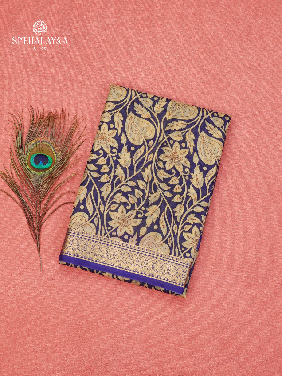 Navy Blue Printed Saree