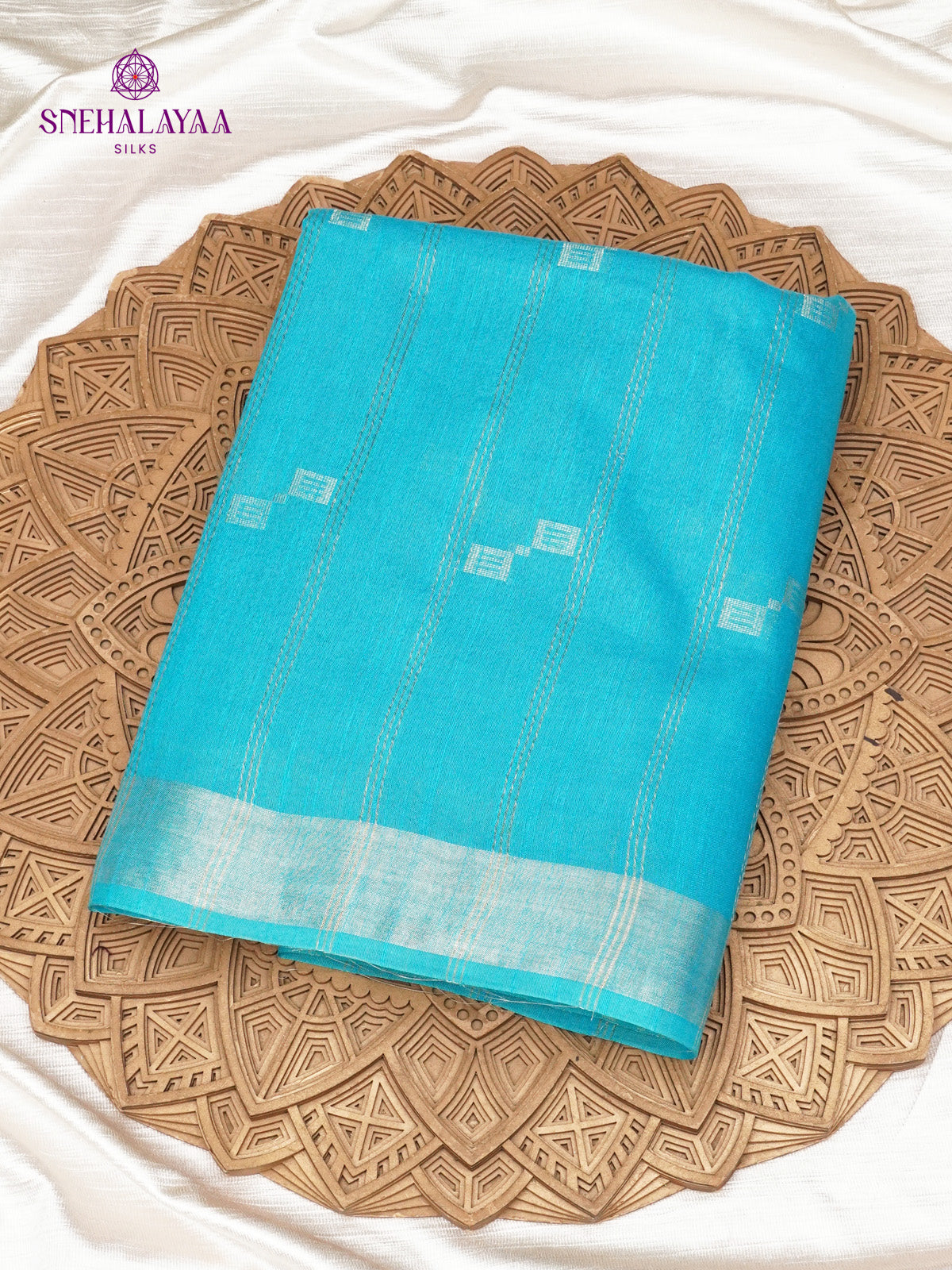 Sky Blue Bamboo Silk Saree