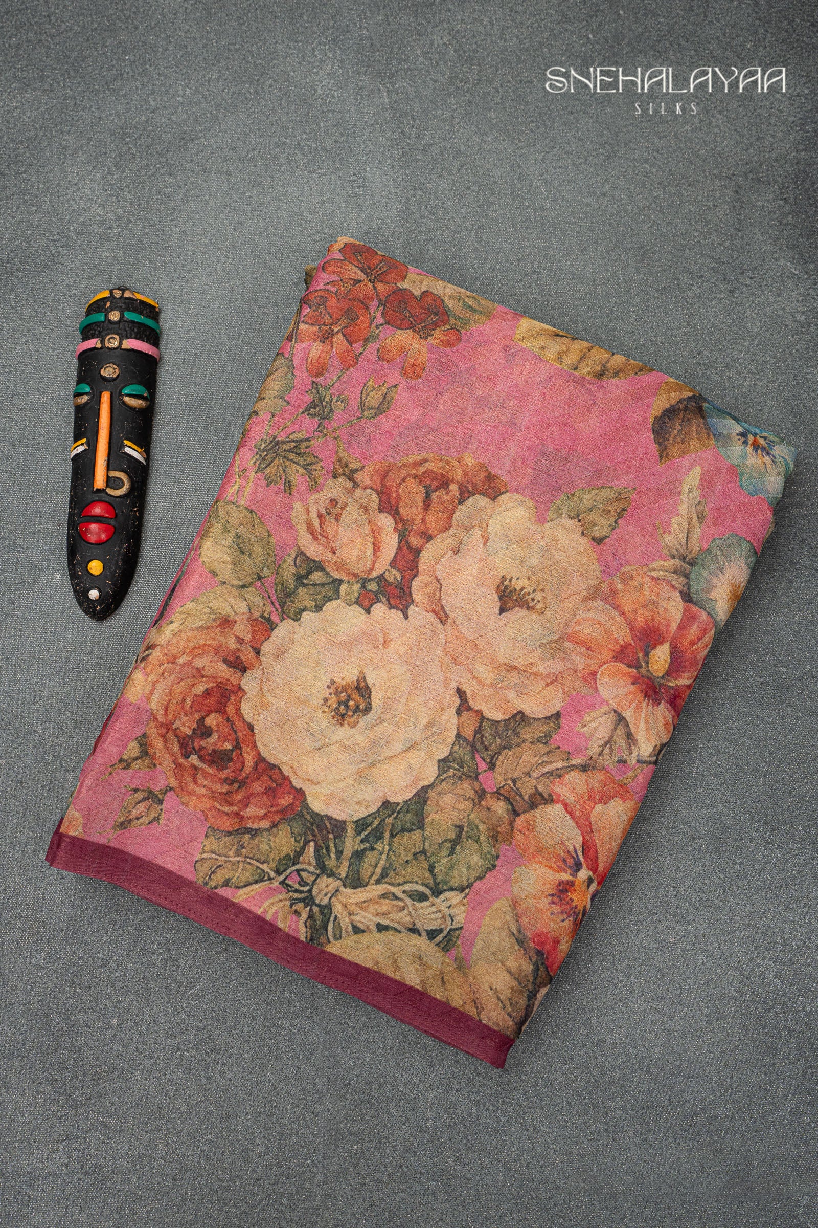 Pink Semi Chiffon Saree