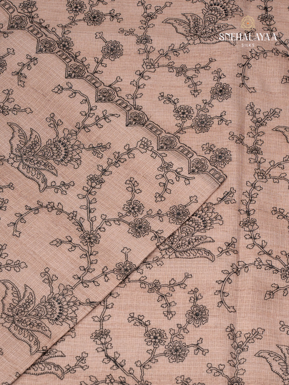 Brown Kota Embroidery Saree