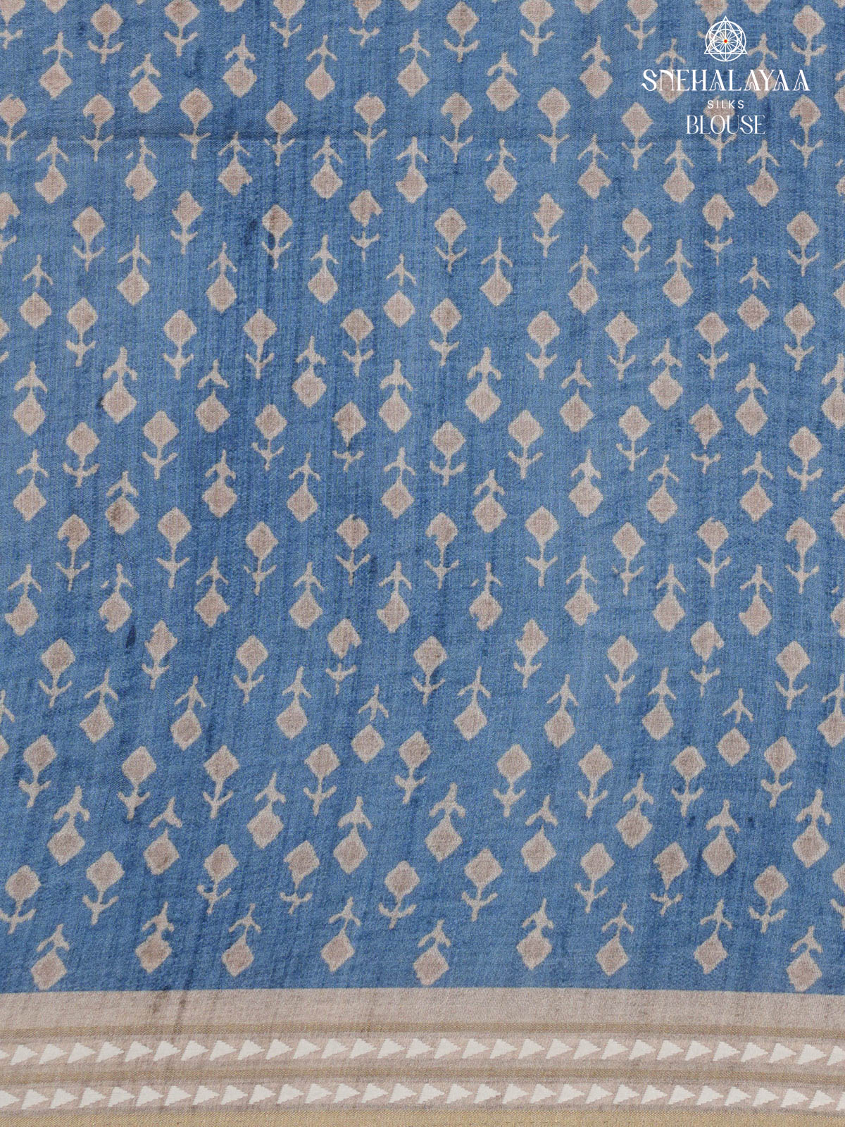 Beige Printed Tussar Saree