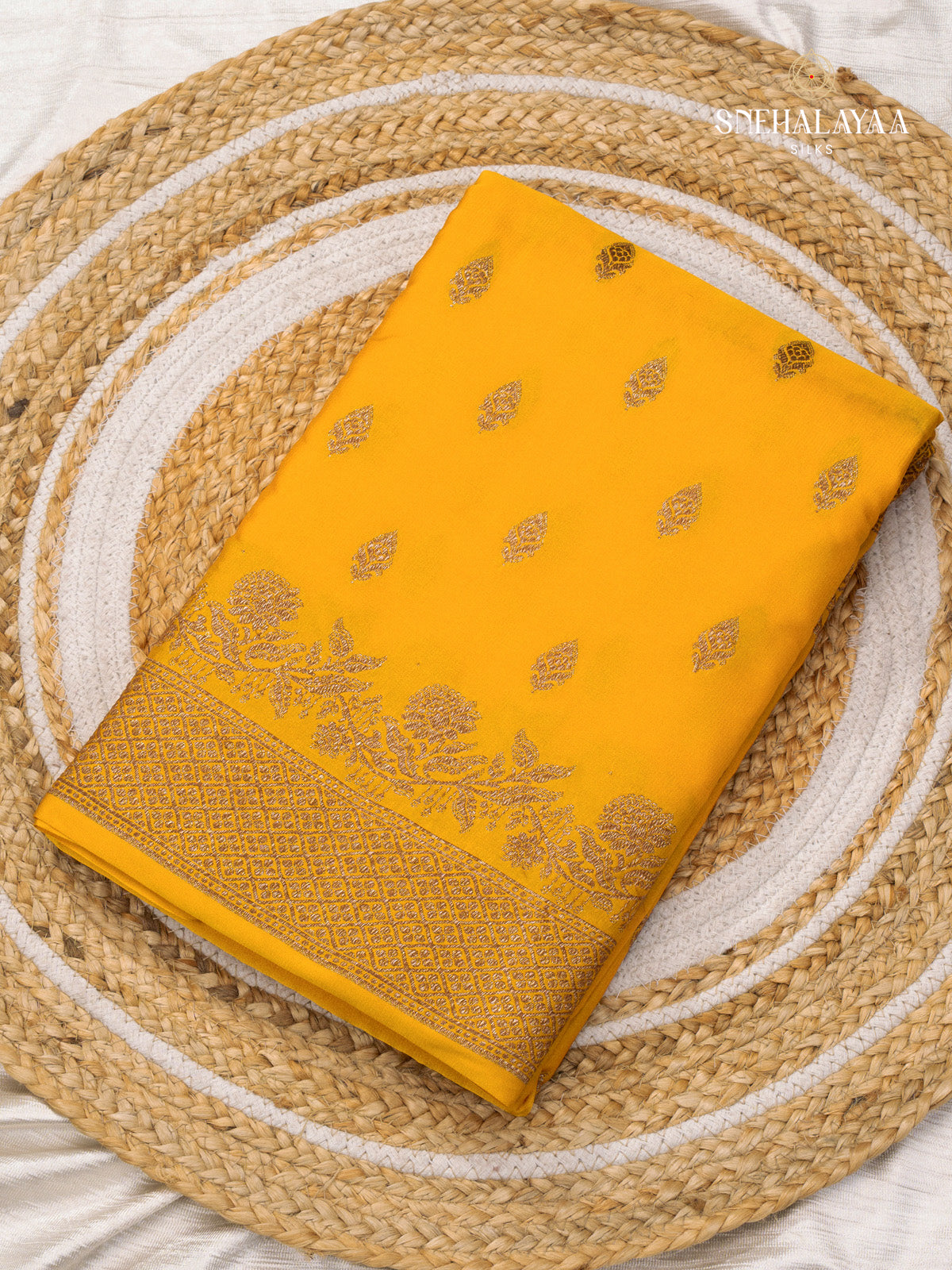 Yellow Satin Banaras Saree