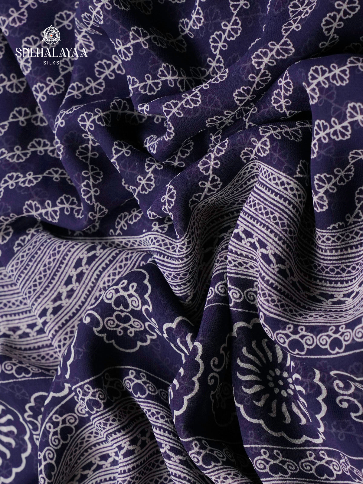 Navy Blue Chiffon Saree