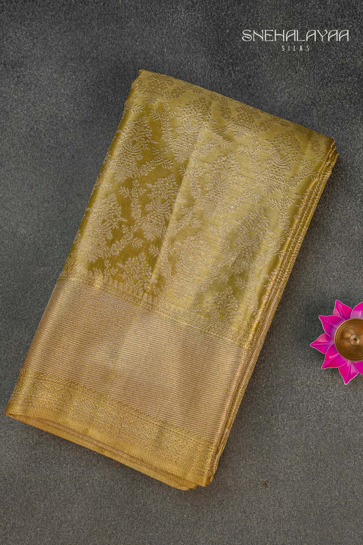 Golden Yellow Kancheevaram Tissue Silk Saree