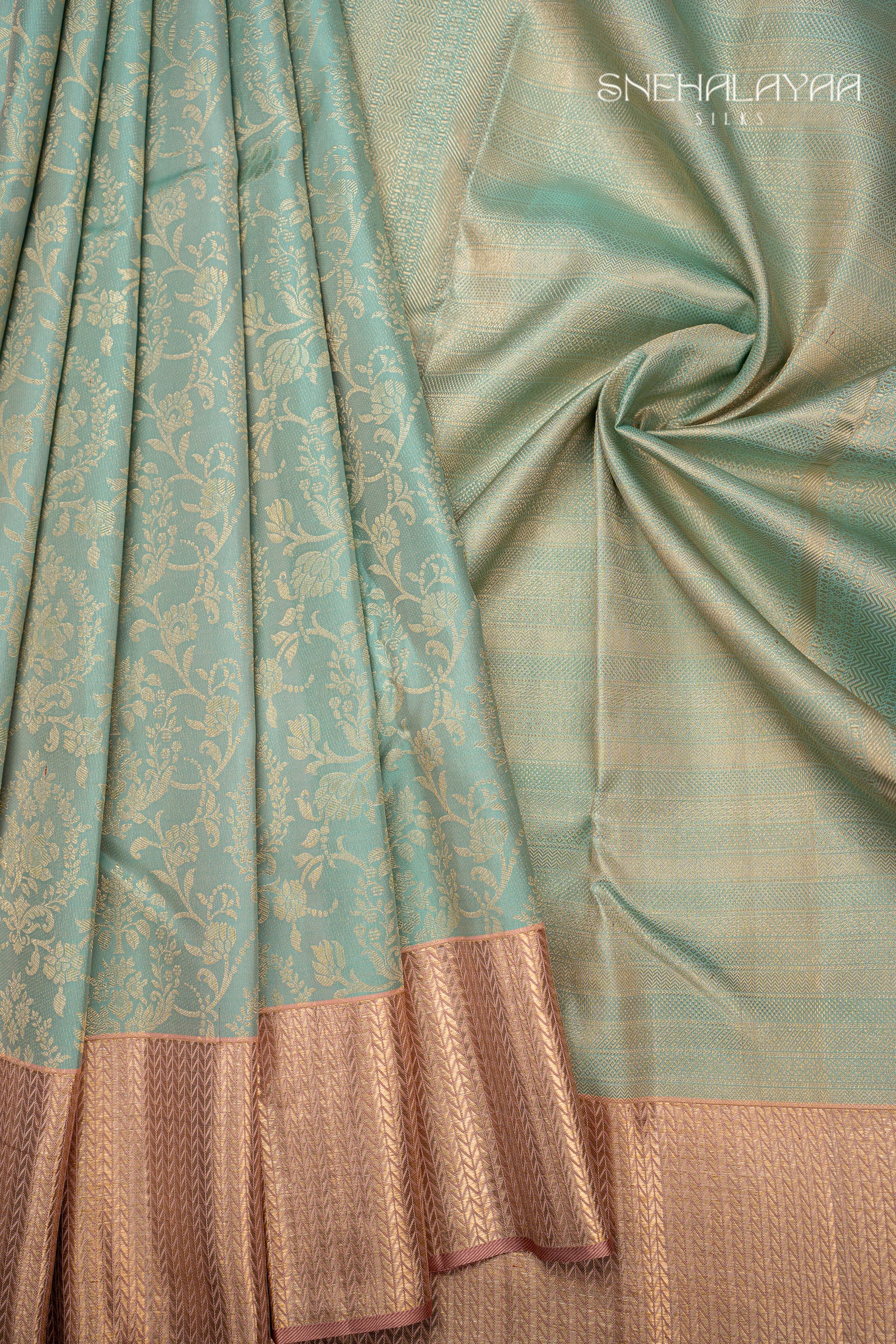 Mint Green Kancheevaram Silk Saree