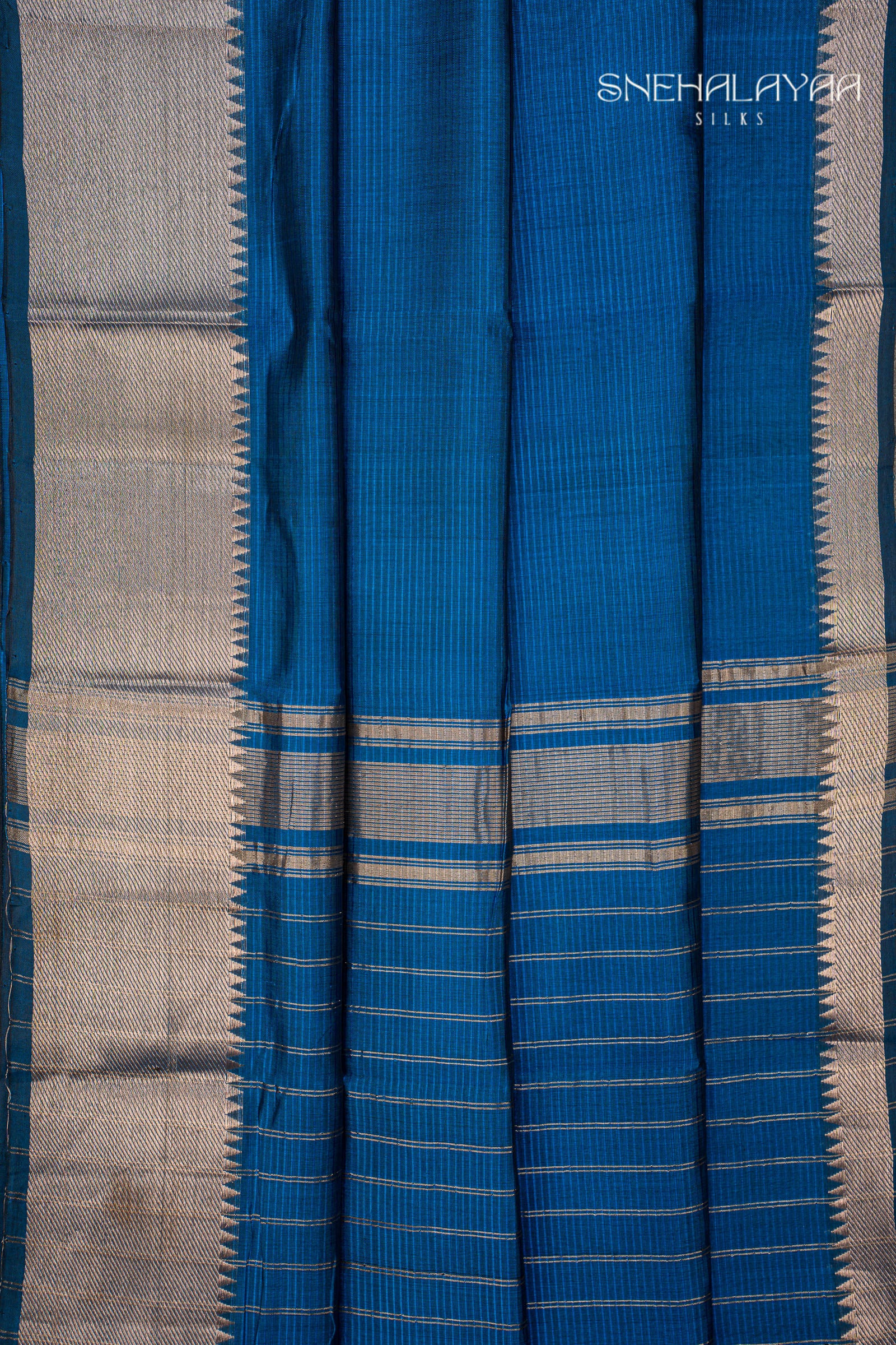 Cobalt Blue Mangalgiri Silk Saree