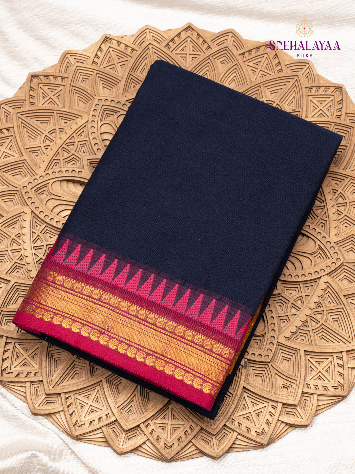 Dark Blue Chettinad Coton Saree