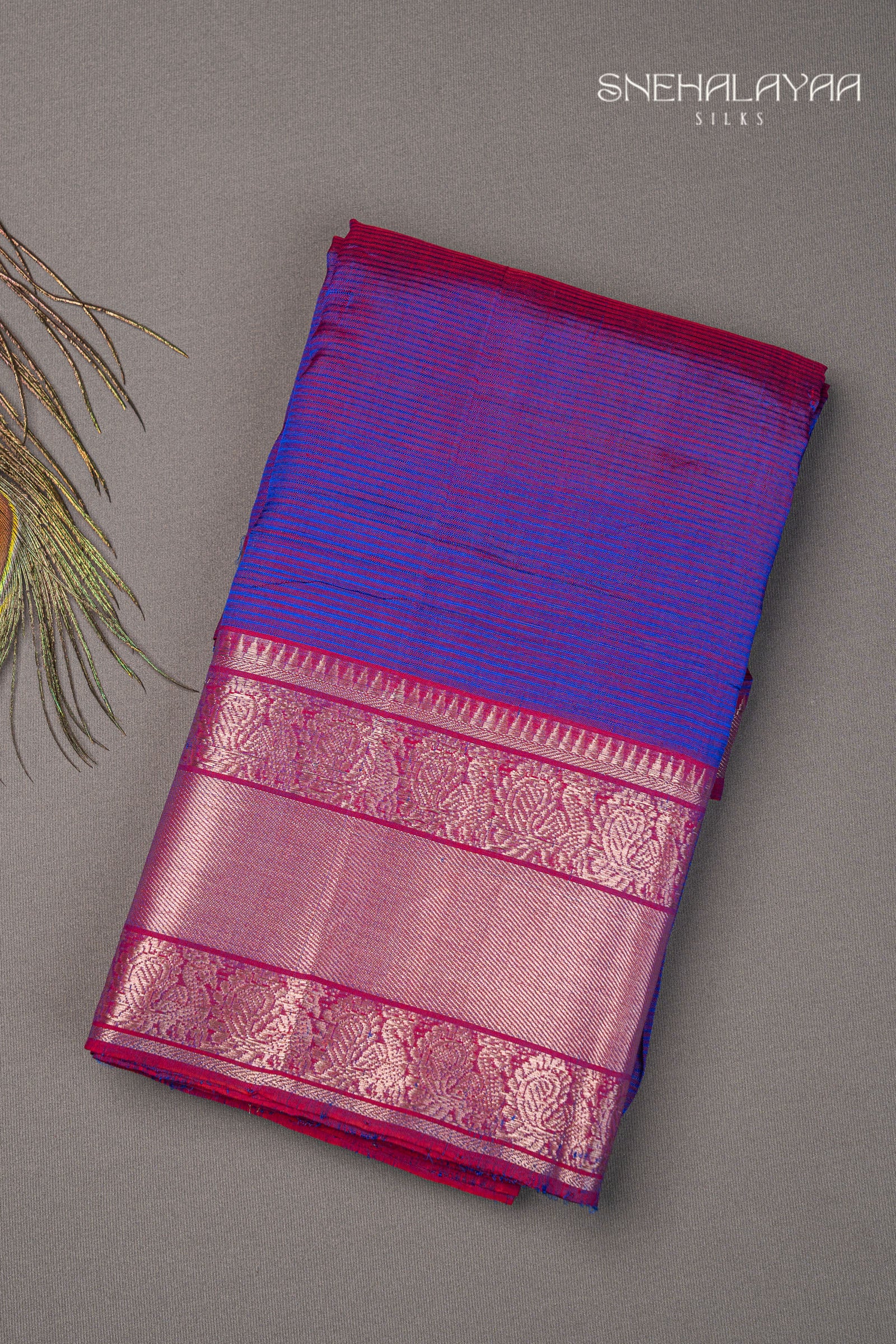 Peacock Blue Mangalgiri Silk Saree
