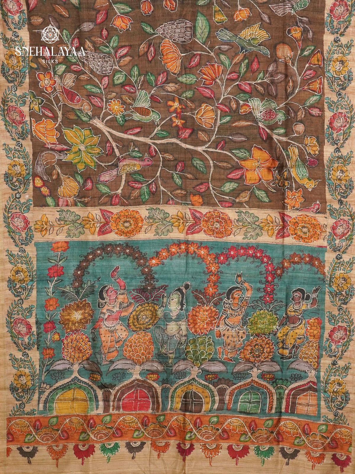 Brown Munga Tussar Saree