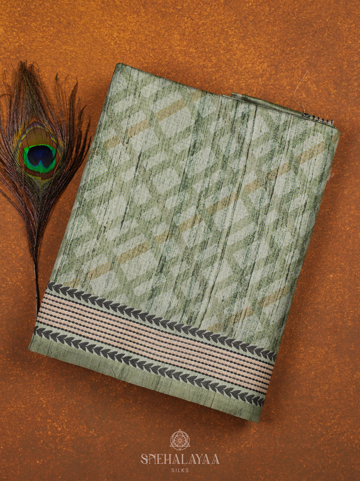 Green Tussar Embroidery Saree