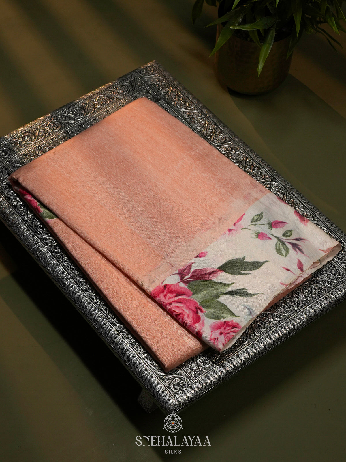 Peach Matka Jute Saree