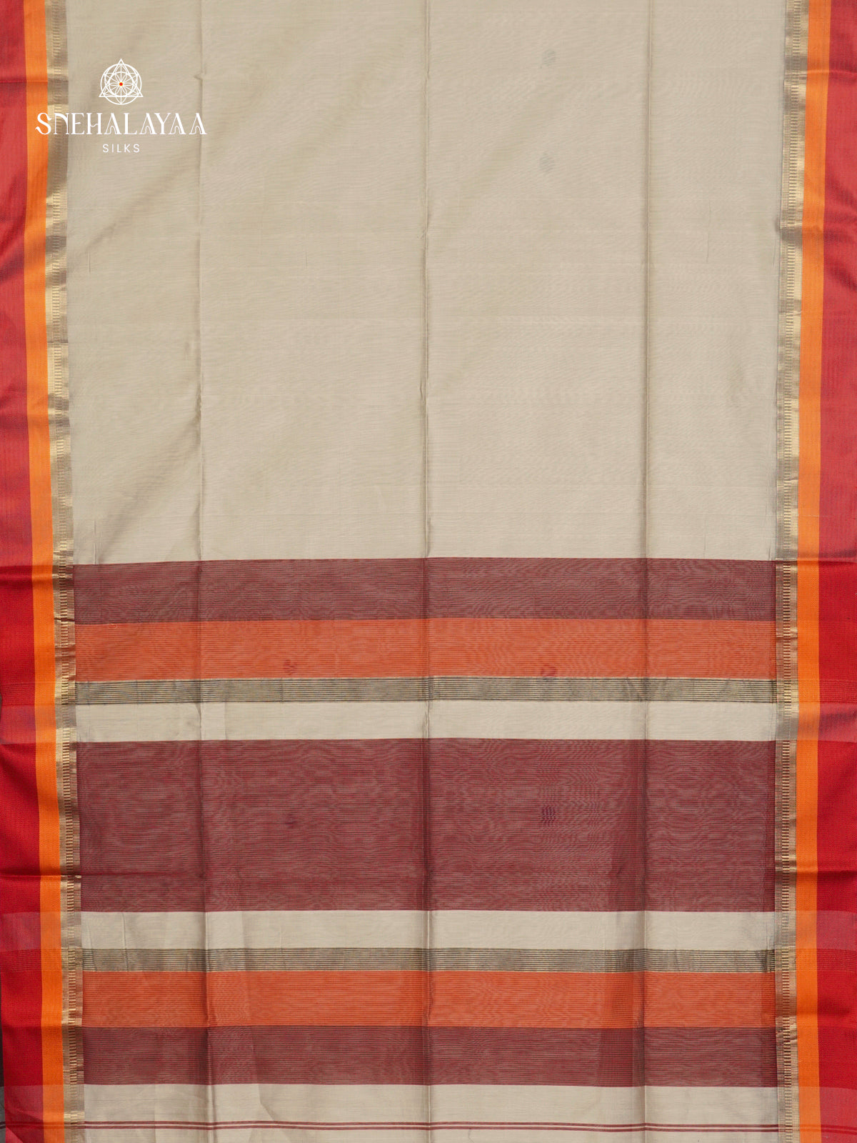 White Maheshwari Silk Cotton Saree