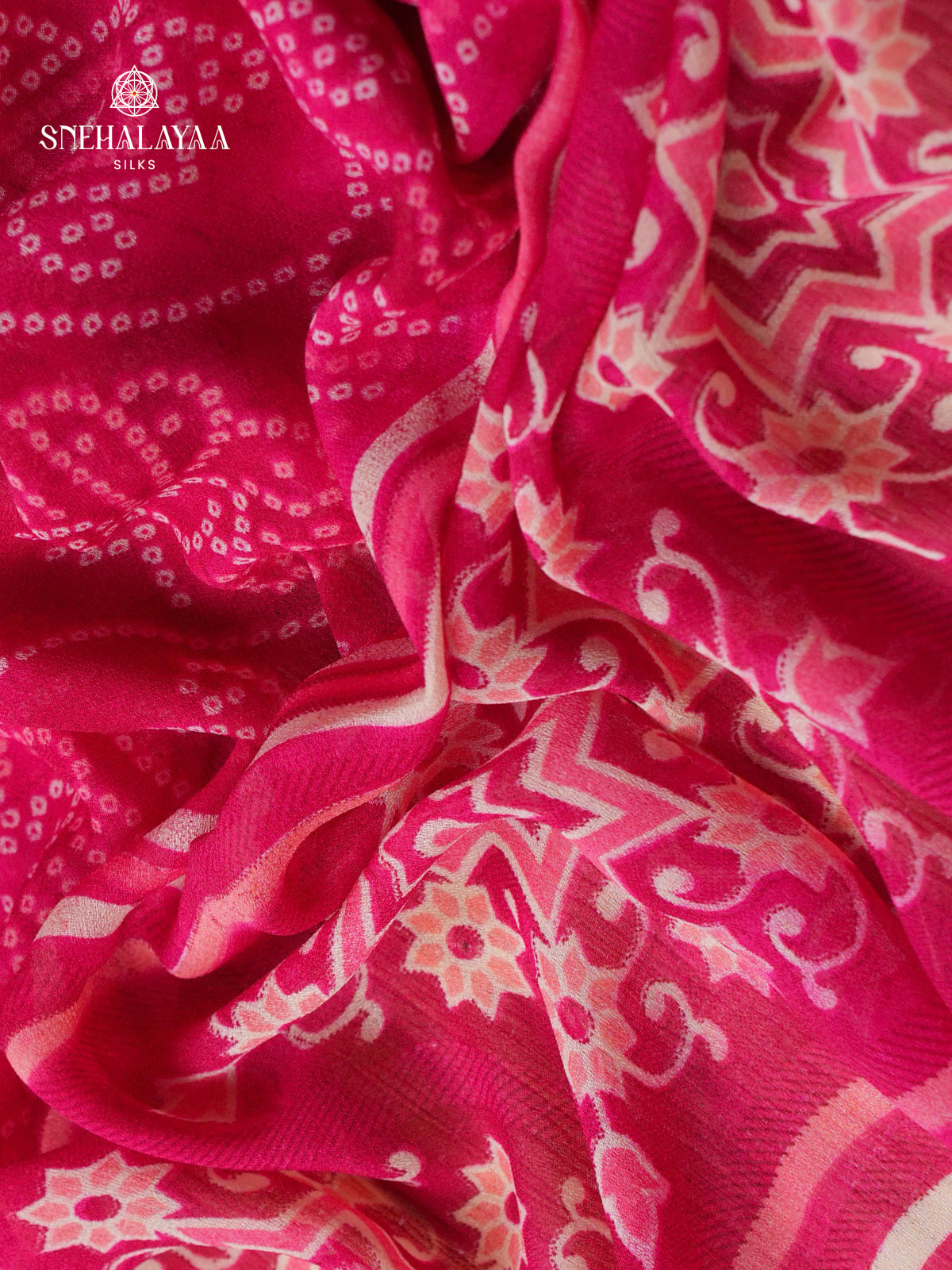 Rani Pink Chiffon Saree