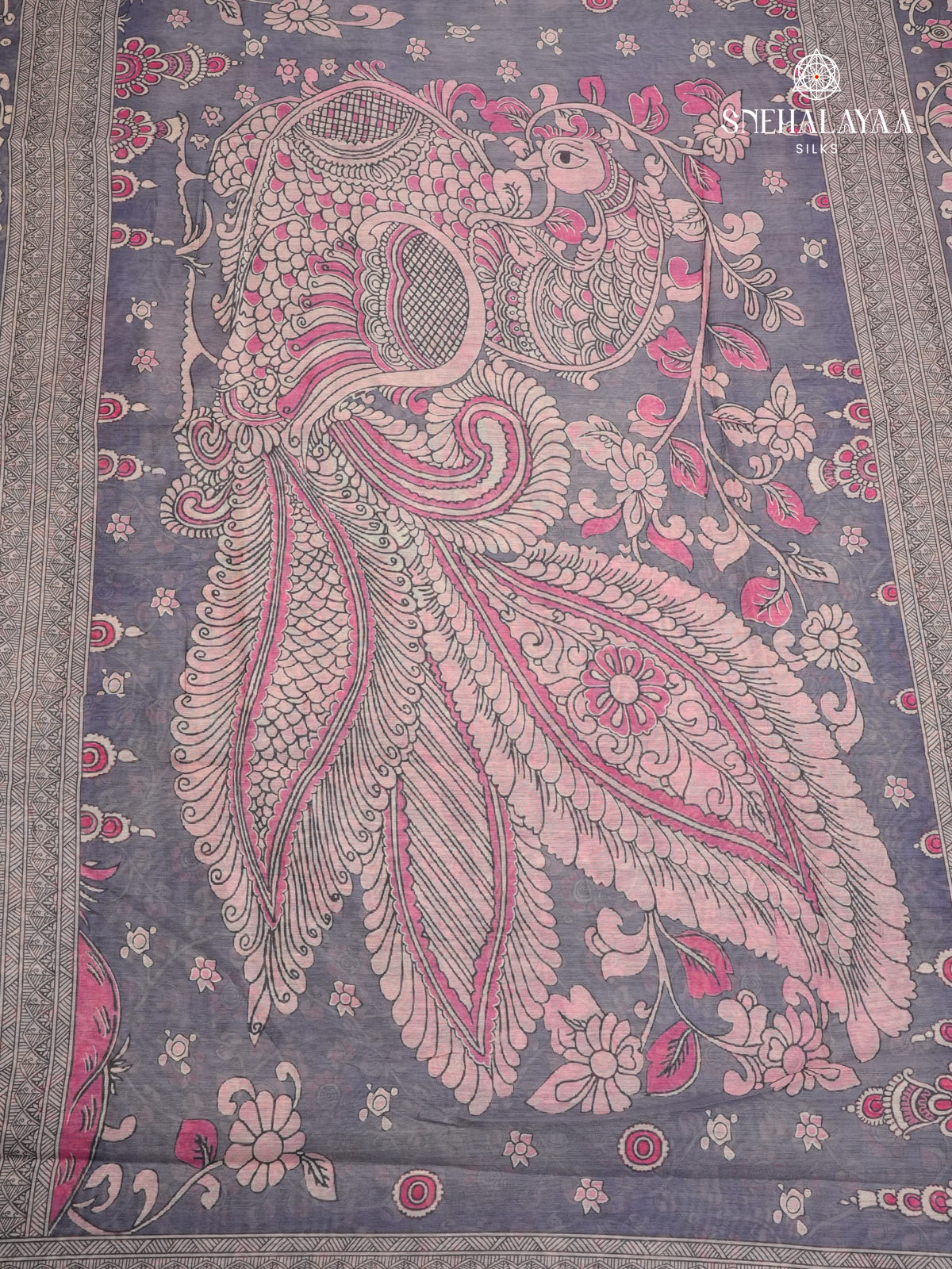 Grey Printed Linen Saree