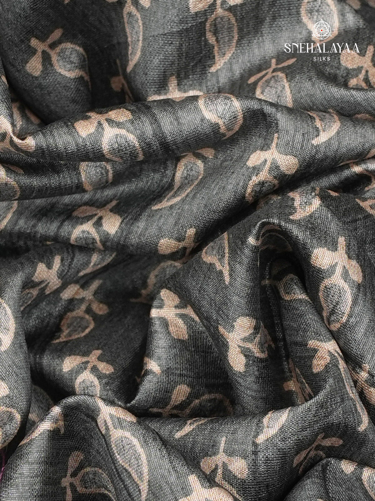 Grey Tussar Embroidery Saree