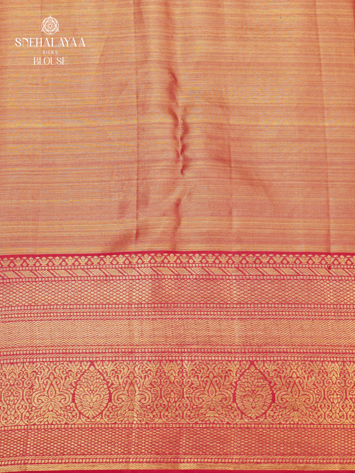 Golden Beige Pure Kanchipuram Silk Saree with Red Zari Border