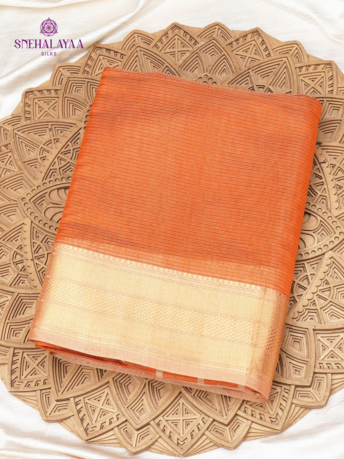 Orange Maheshwari Silk Cotton Saree