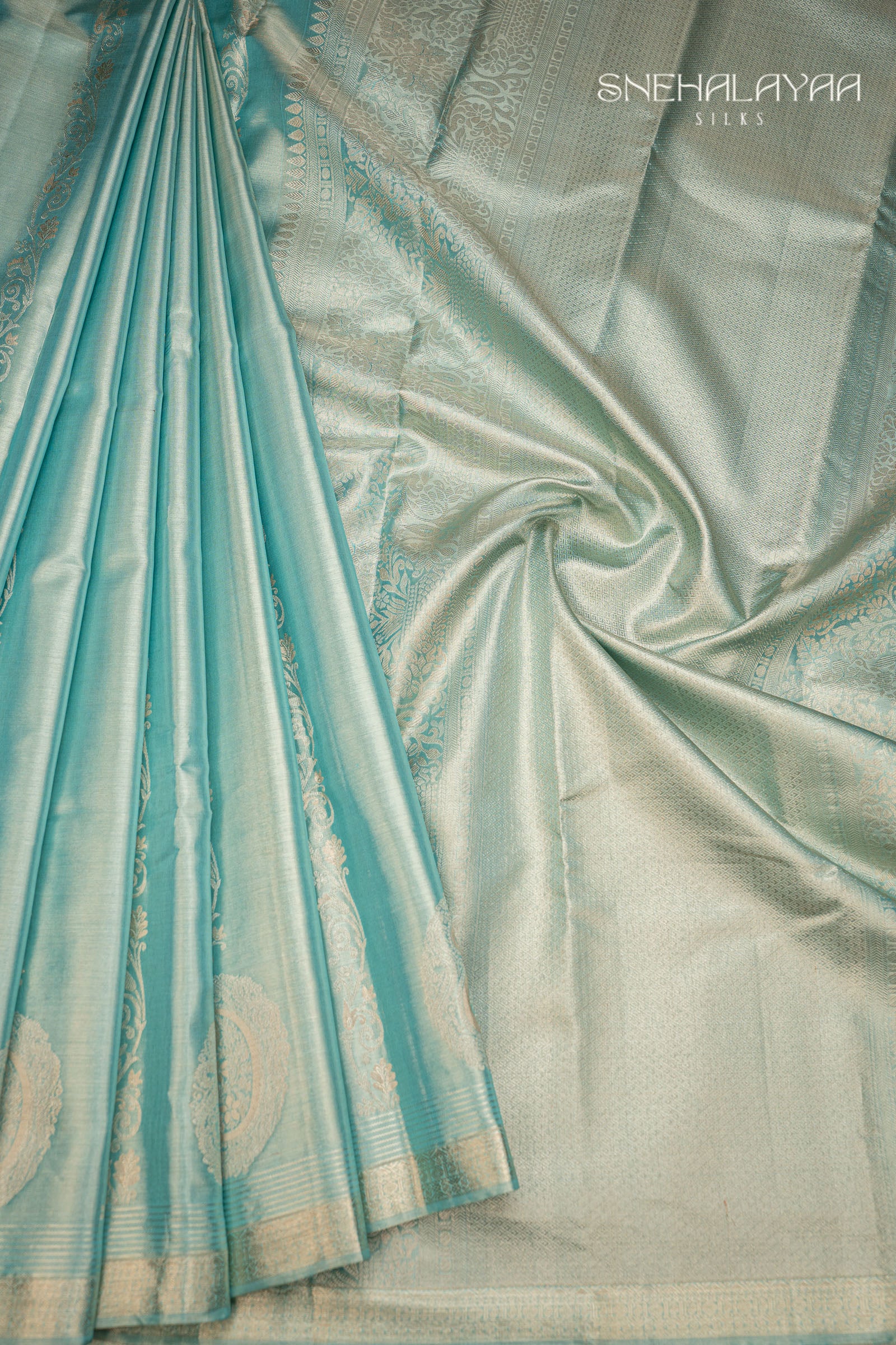 Sky Blue Kancheevaram Silk Saree