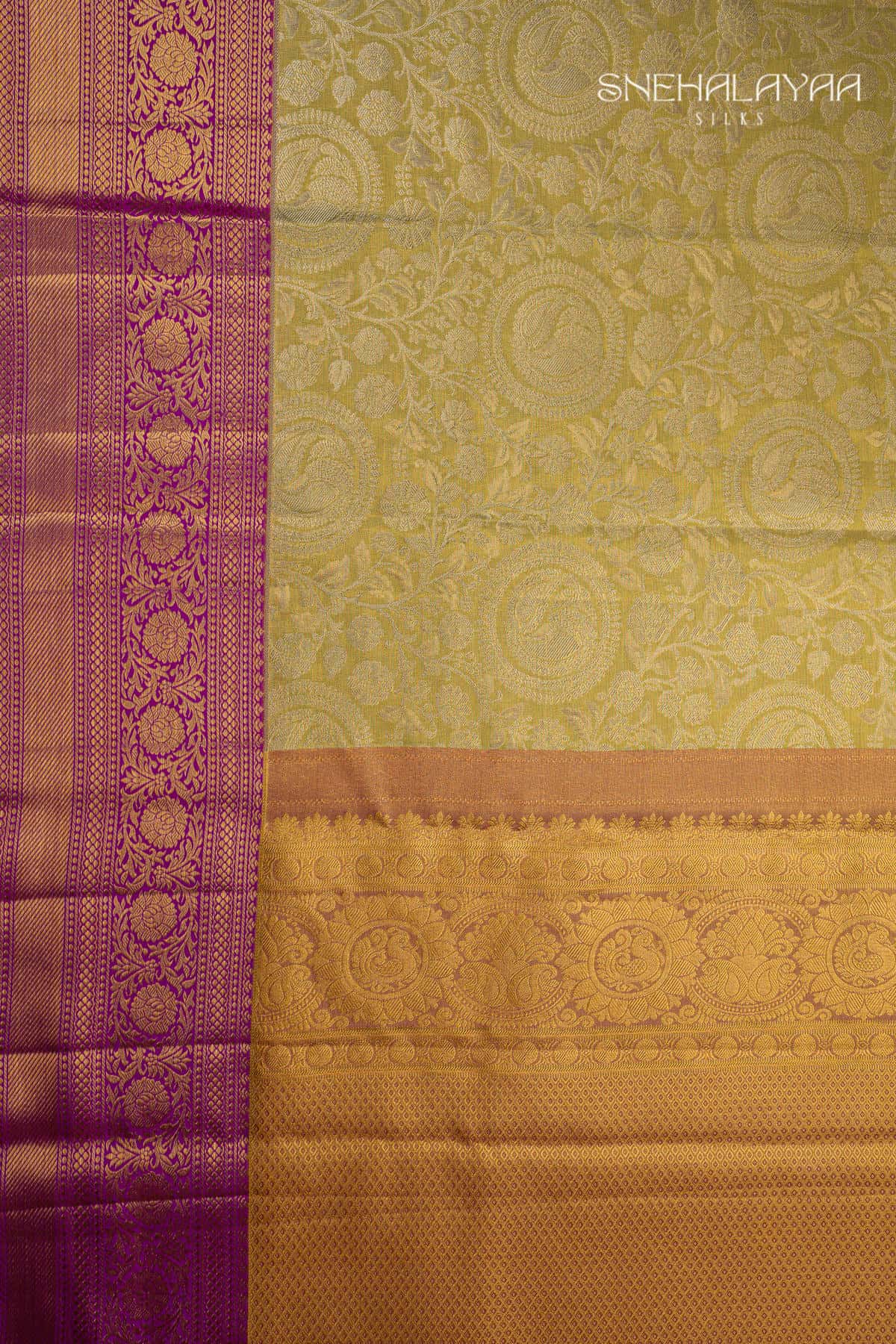 Pear Green Kancheevaram Tissue Silk Saree