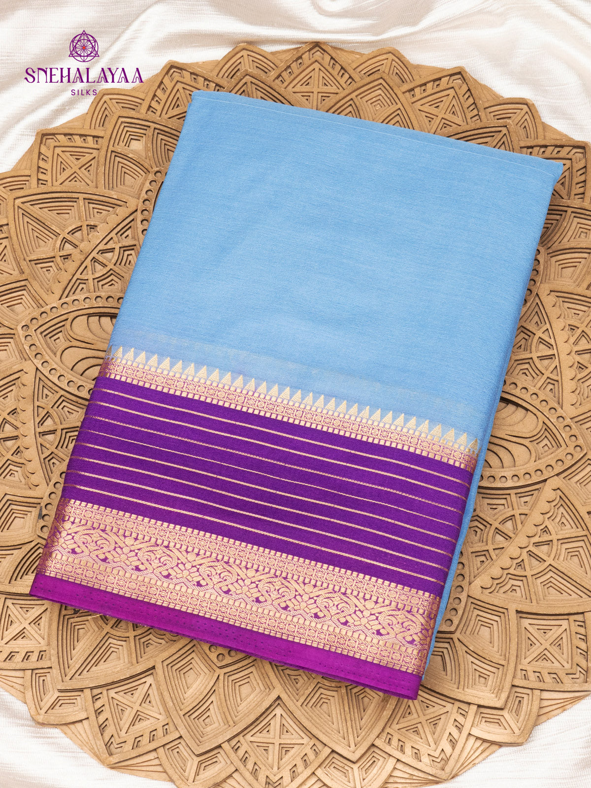Sky Blue Mysore Silk Saree