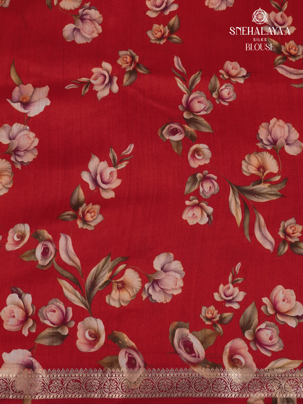 Red Chiniya Silk Saree