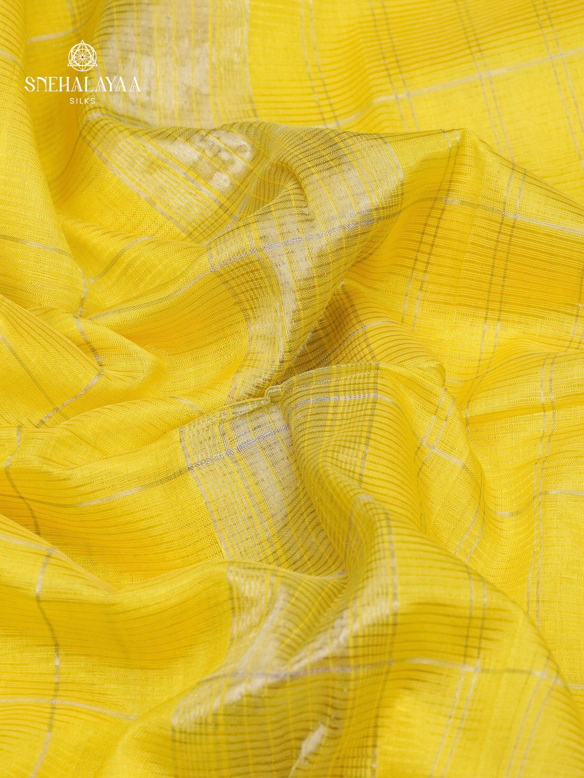 Yellow Mangalagiri Silk Cotton Saree with Ikat Border